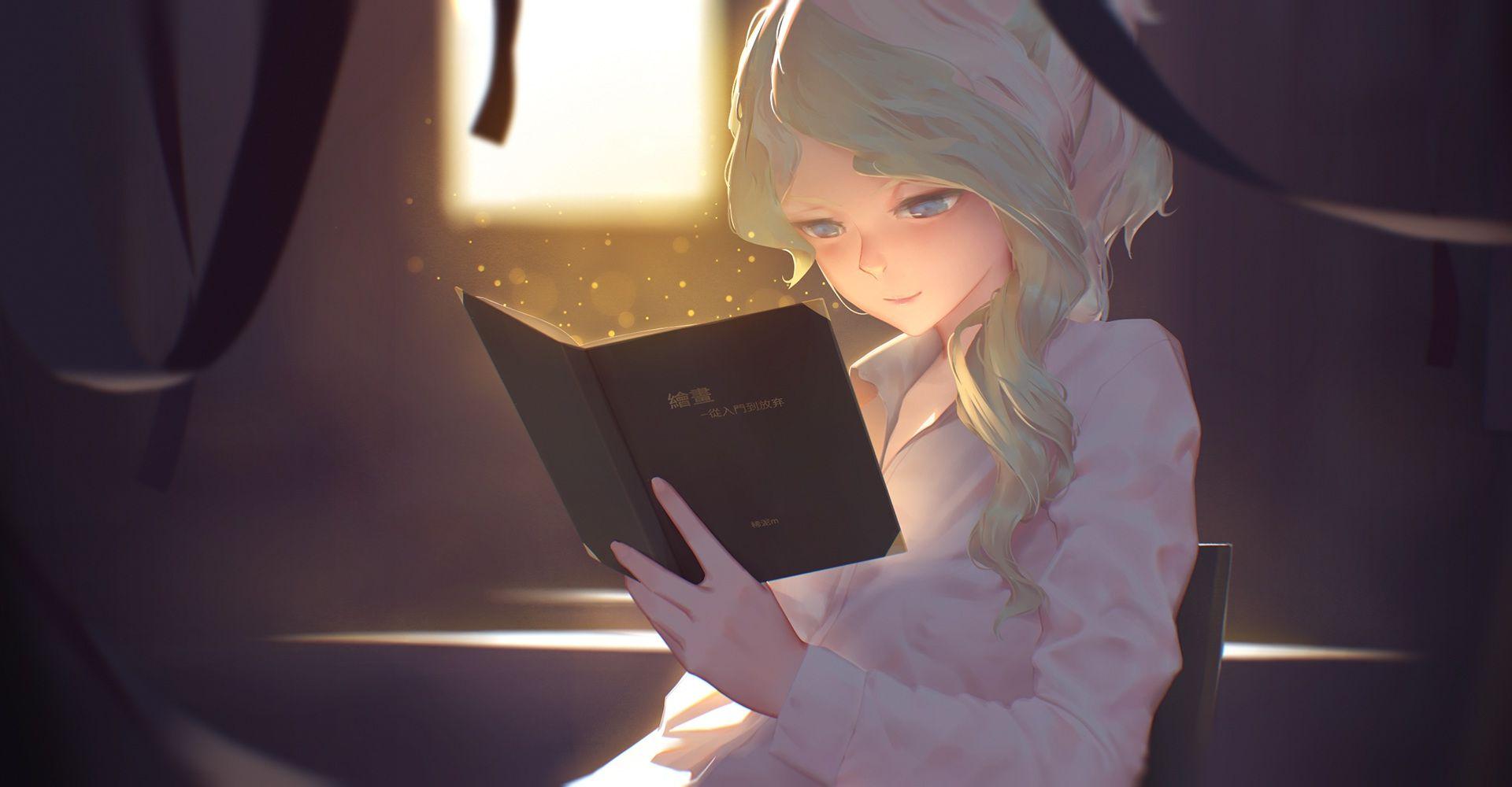 1920x1000 Desktop Wallpaper Little Witch Academia, Anime Girl, Reading Book, HD Image, Picture, Background, C13f89