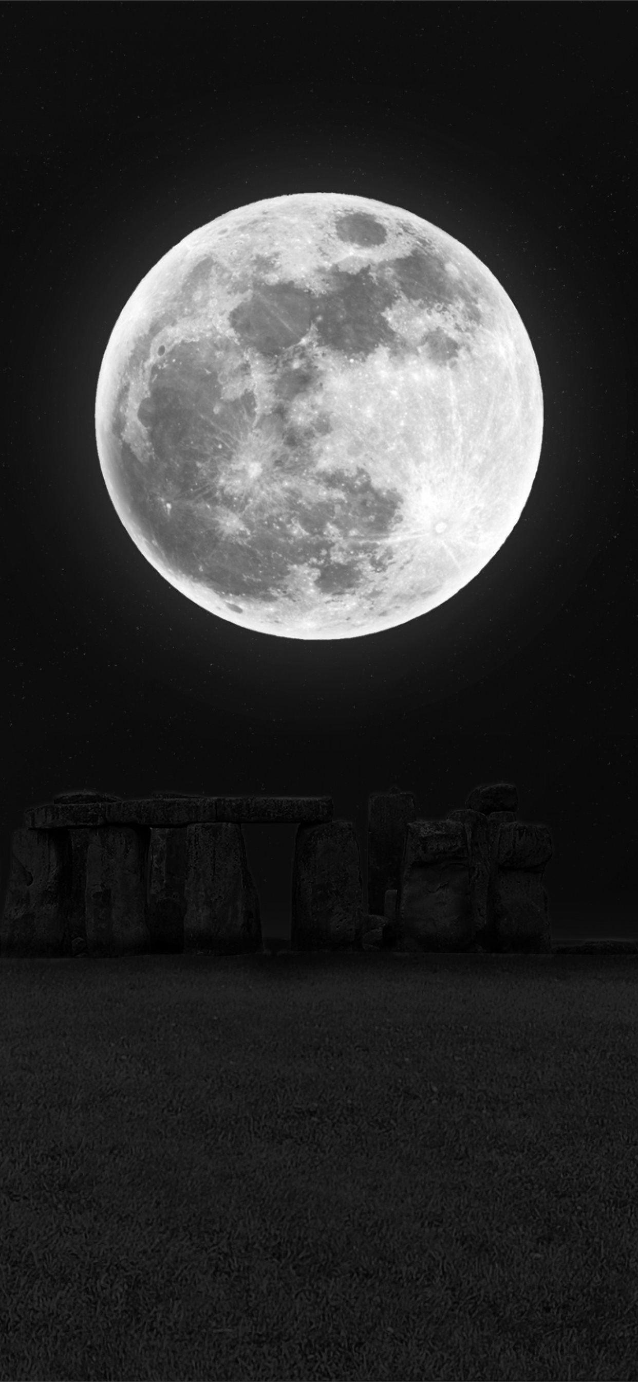1242x2688 Moon Stars Stonehenge Night for iPhone X Wallpaper Free Download