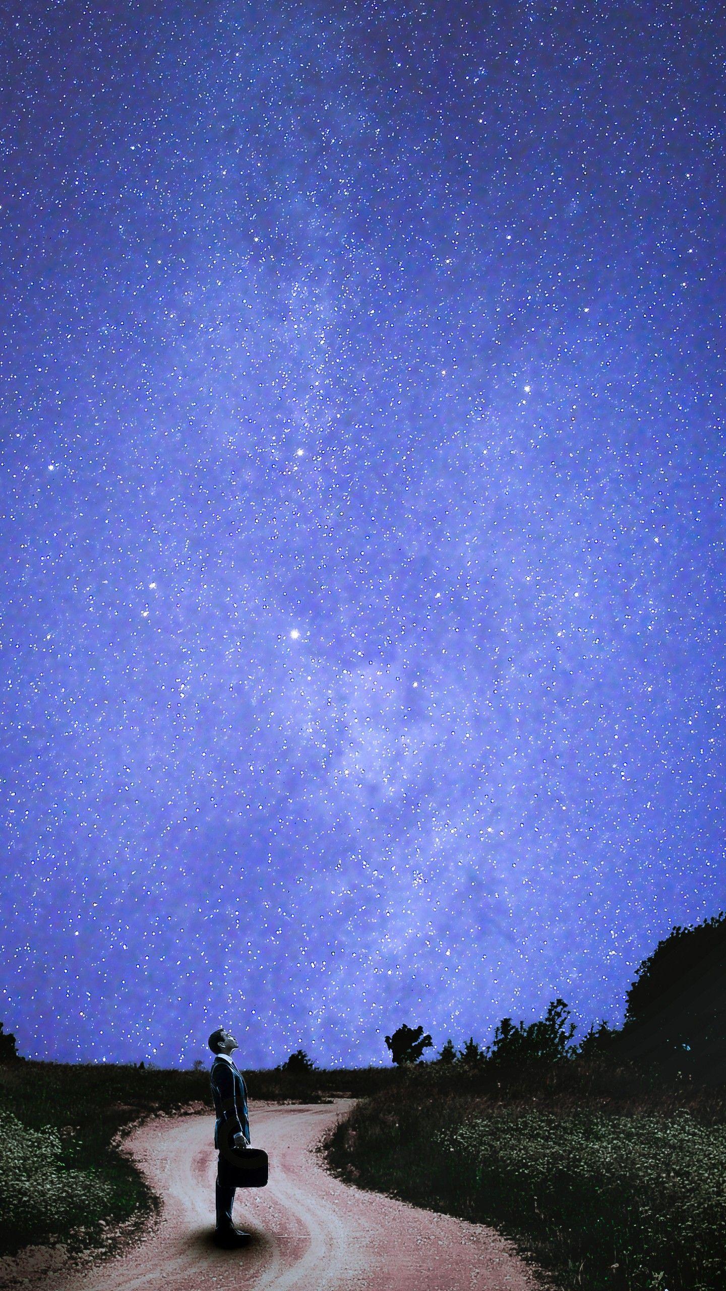 1440x2560 Wallpaper Stars, 5k, 4k wallpaper, night, trees, photohop, Nature