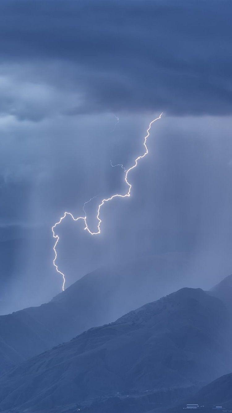 750x1334 Lightning, Mountains, Clouds, Storm 750x1334 IPhone 8 7 6 6S Wallpaper, Background, Picture, Image
