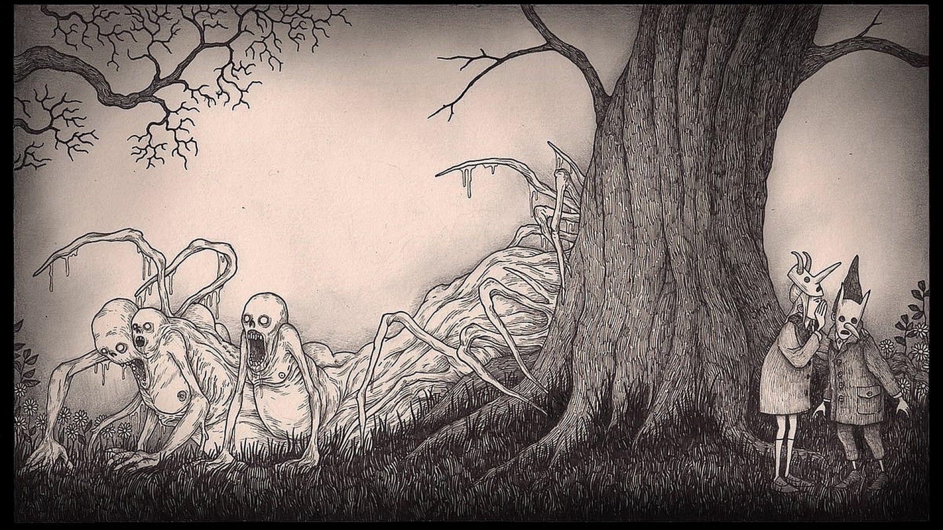 1920x1080 dark, Creepy, Scary, Horror, Evil, Art, Artwork Wallpaper HD / Desktop and Mobile Background