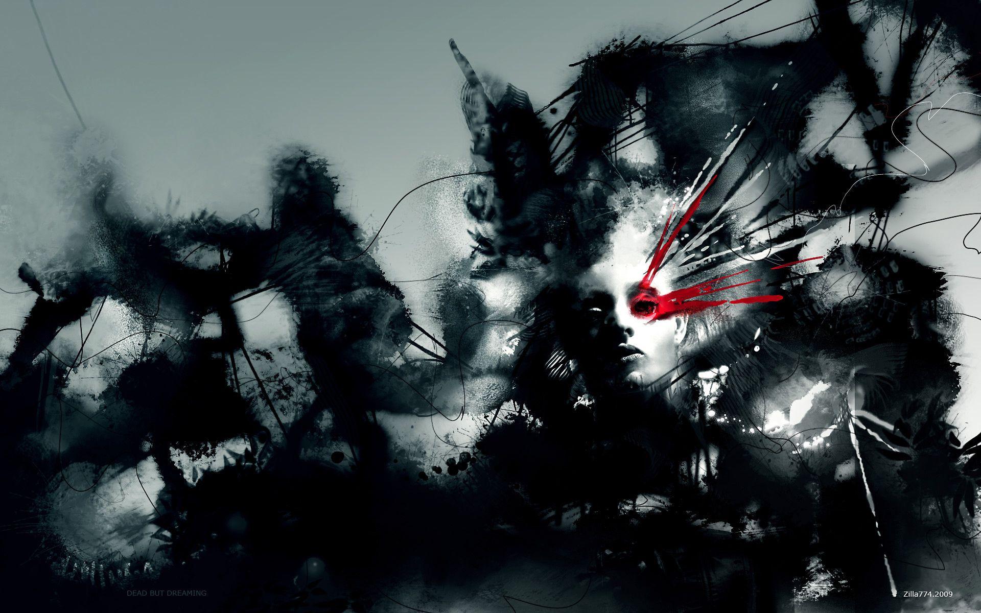 1920x1200 Cg digital art paint airbrushing dark horror gothic fantasy art women red blood 3D surreal wallpaperx1200