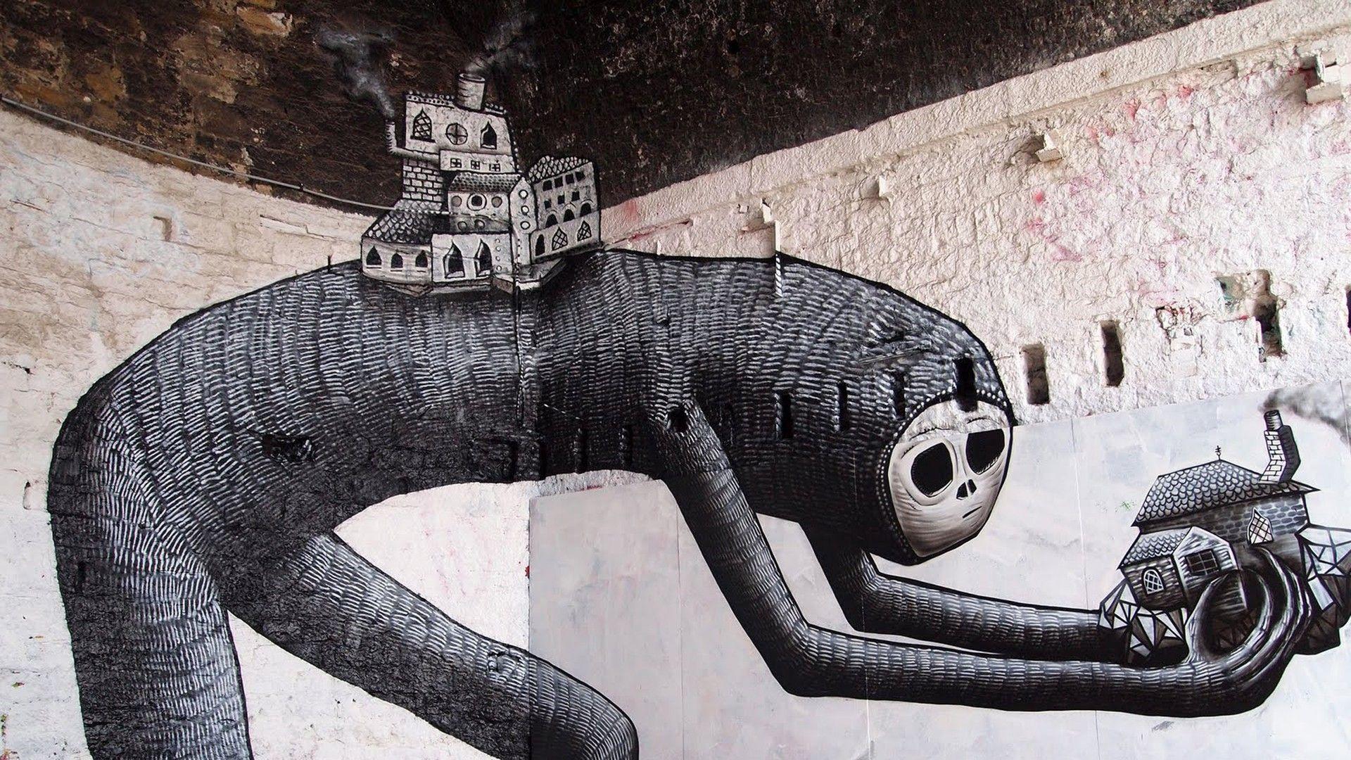 1920x1080 Urban Art Creature Creepy Graffiti HD Trippy Wallpaper