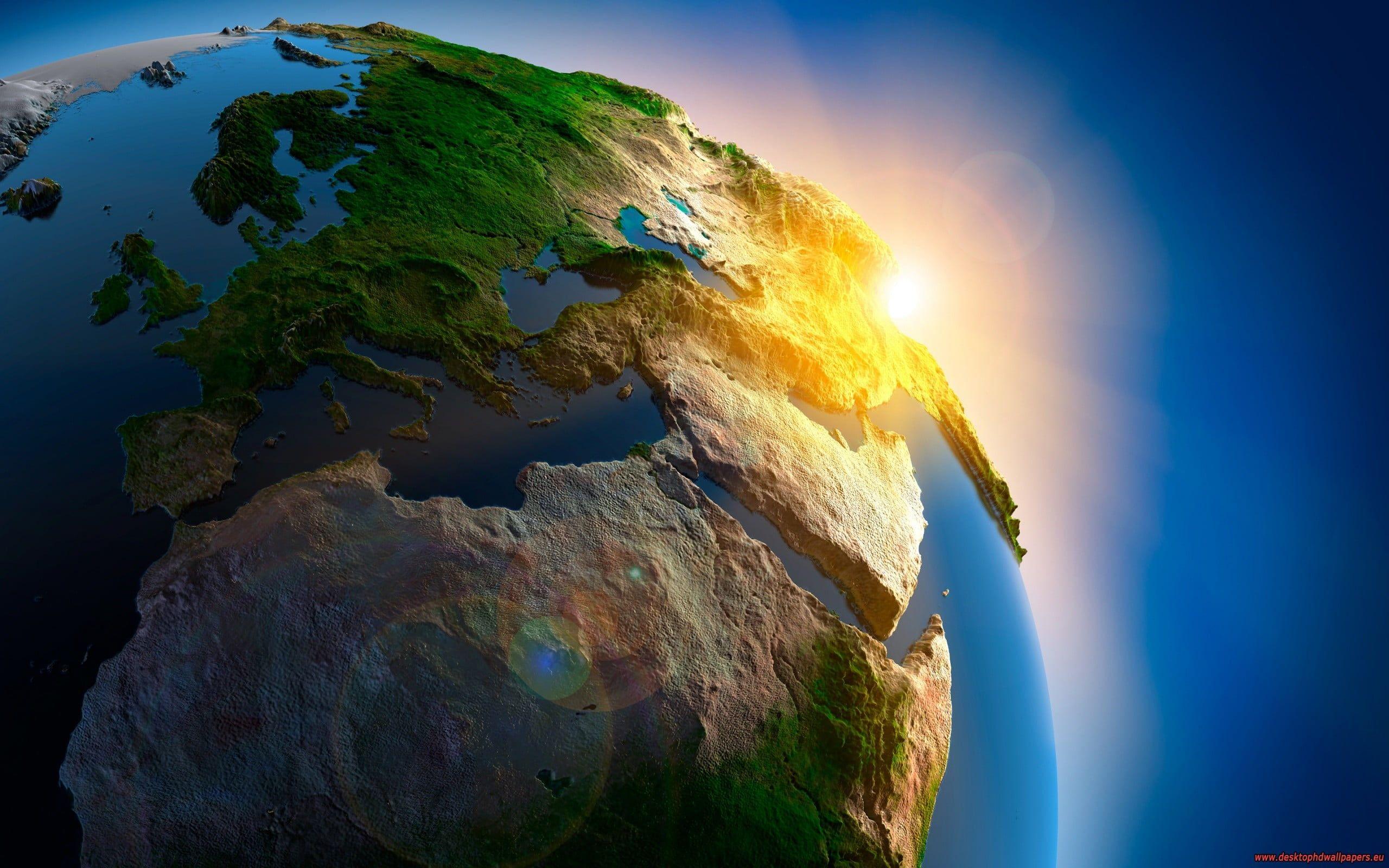 2560x1600 3D earth planet wallpaper #Earth space art #planet #sunlight digital art K #wallpaper #hdwallpaper #deskt. Earth view, Earth from space, Background HD wallpaper