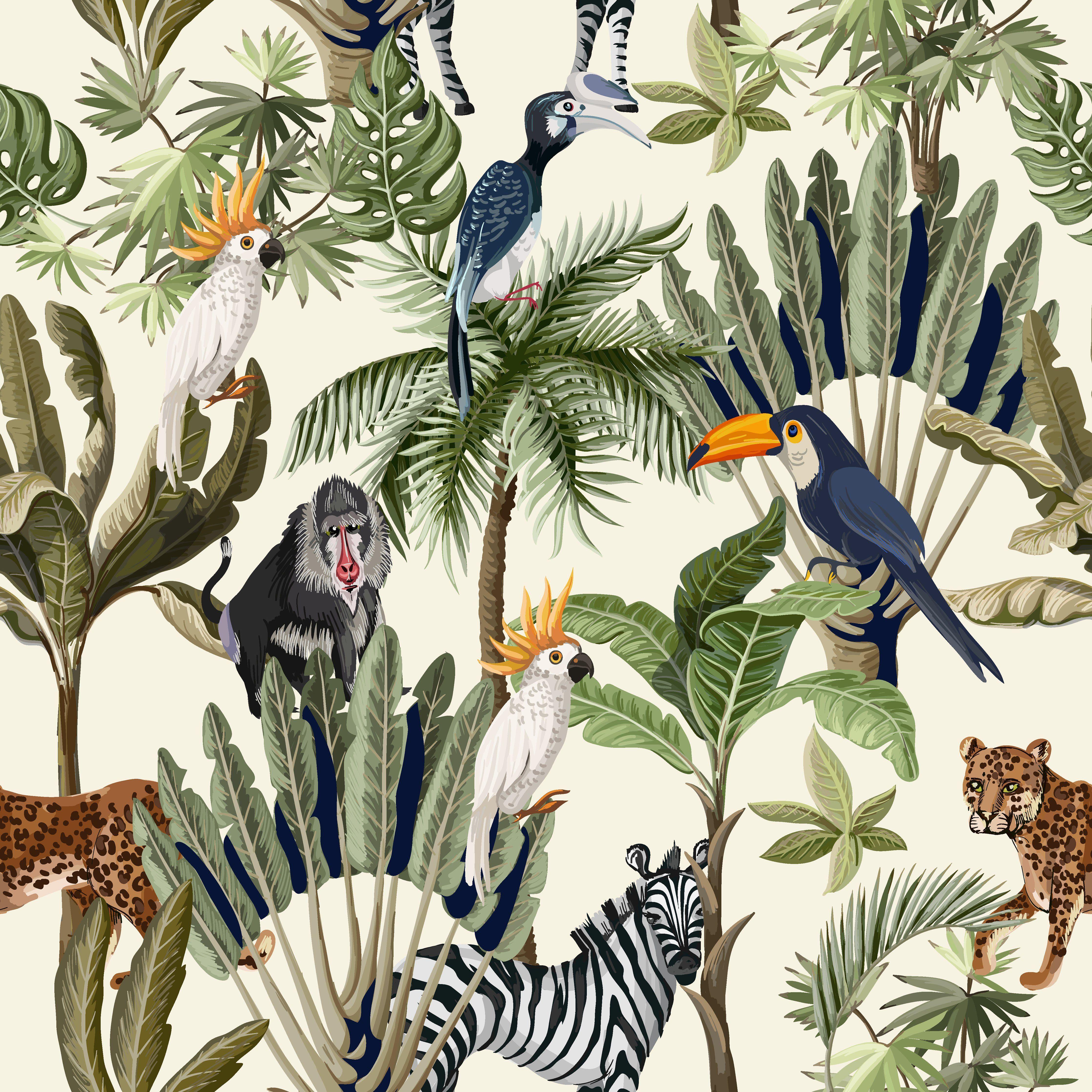 4472x4472 Vintage Safari Animals Peel and Stick