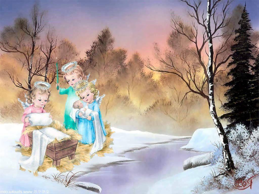 1024x768 Nativity Angels Wallpaper