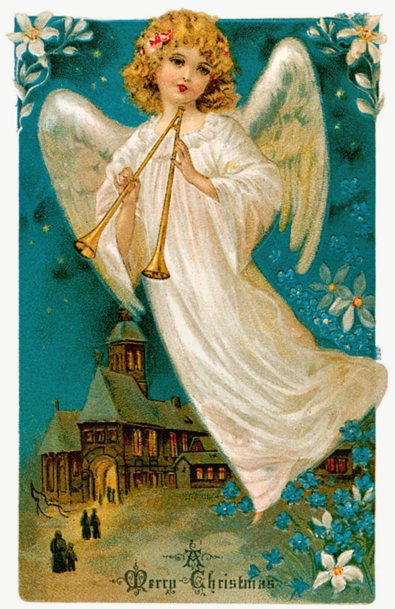 800x1233 A Merry Christmas. Vintage christmas image, Christmas angels, Angel christmas cards