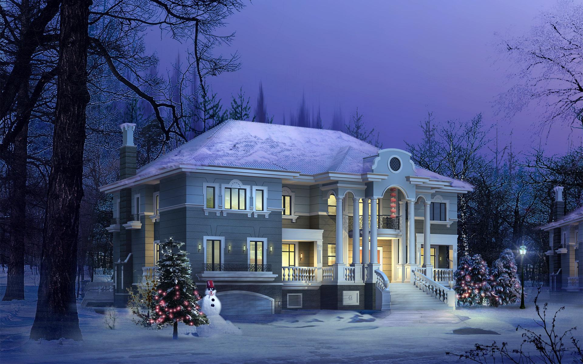 1920x1200 Winter Home Wallpaper