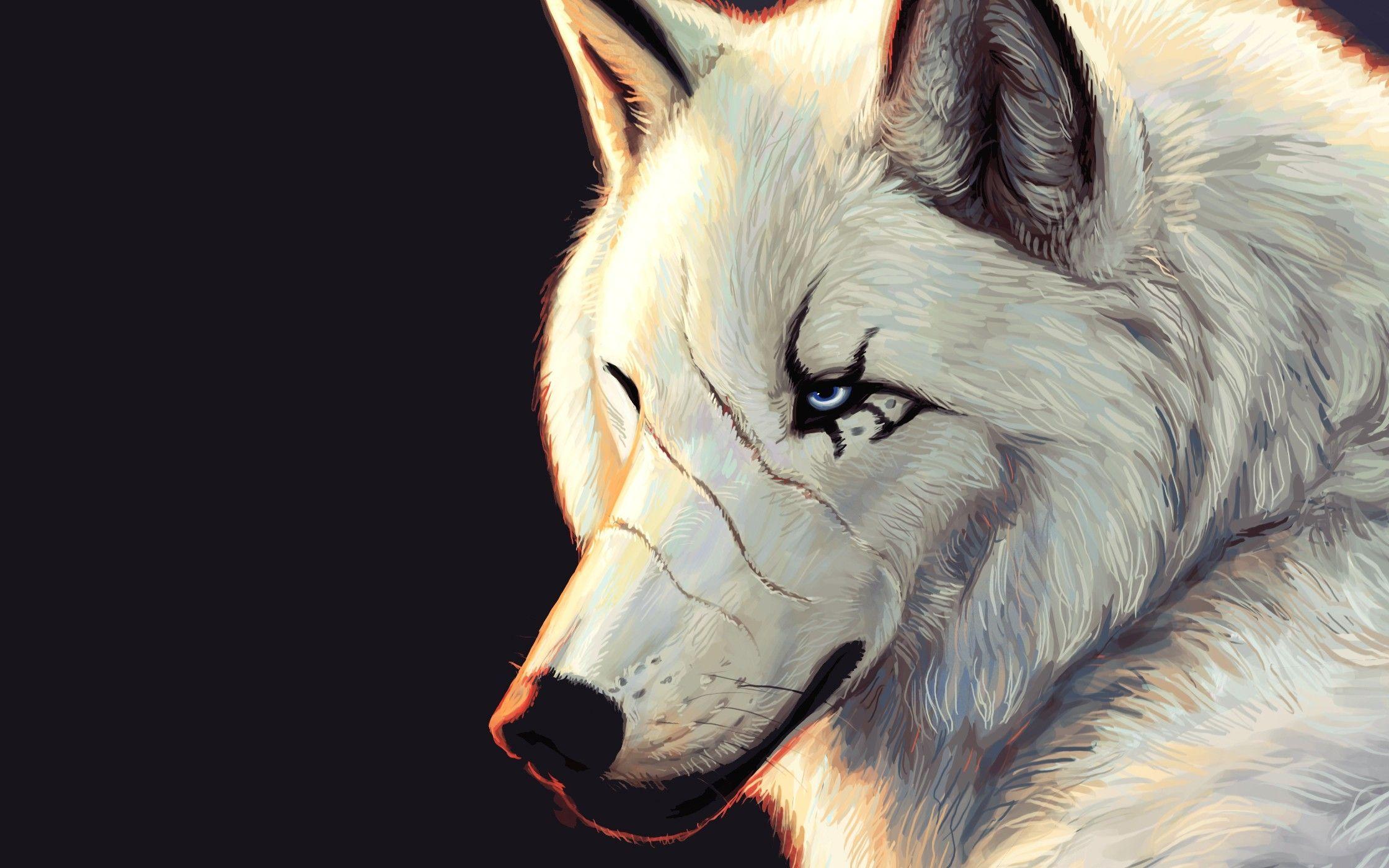 2240x1400 image Of White Beautiful Blue Eyes Anime Wolf