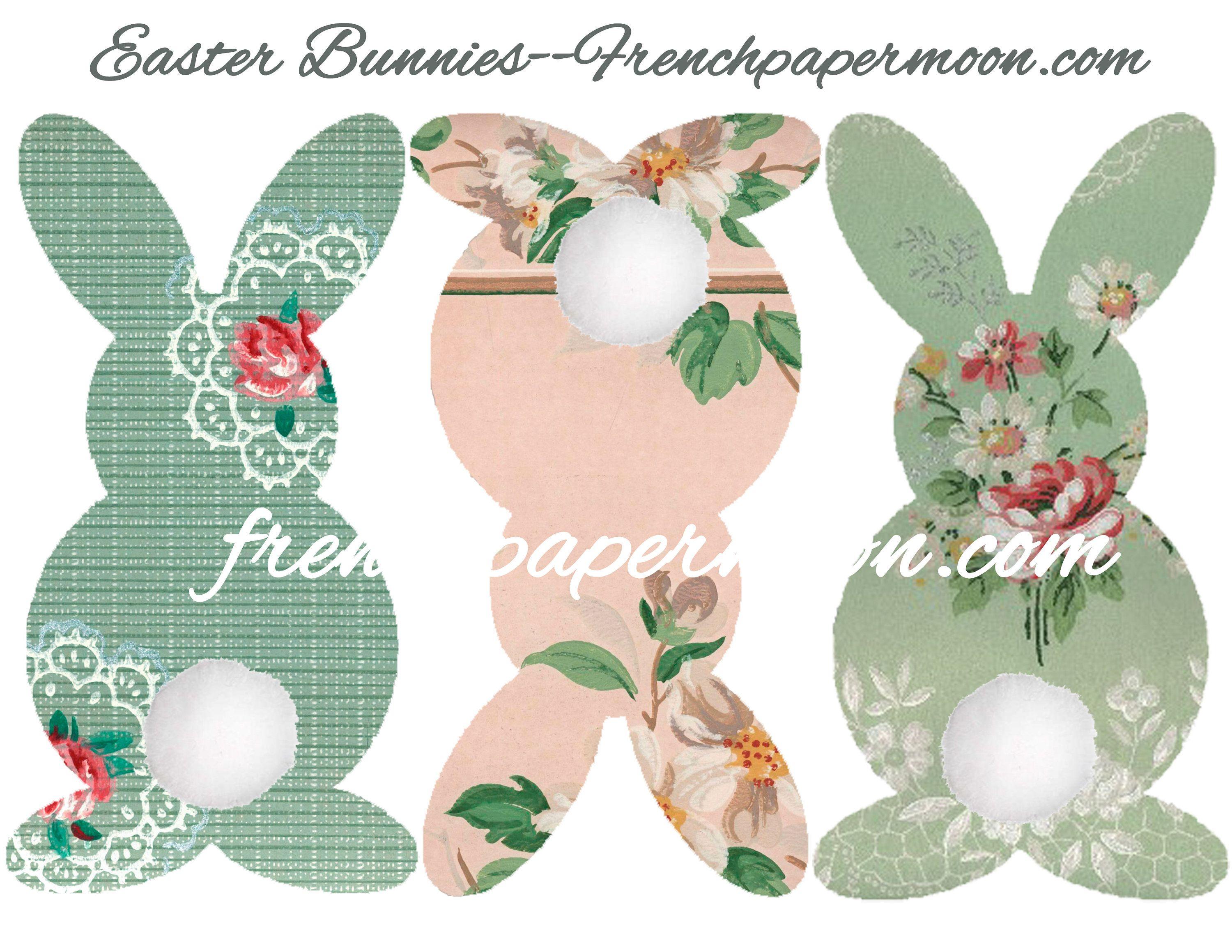 3000x2318 Vintage Wallpaper Bunnies, DIY Easter Bunny Garland, Floral Bunnies, Scrapbook Bunny Cut Outs, Scrapbook Bunnies, Easter Decor