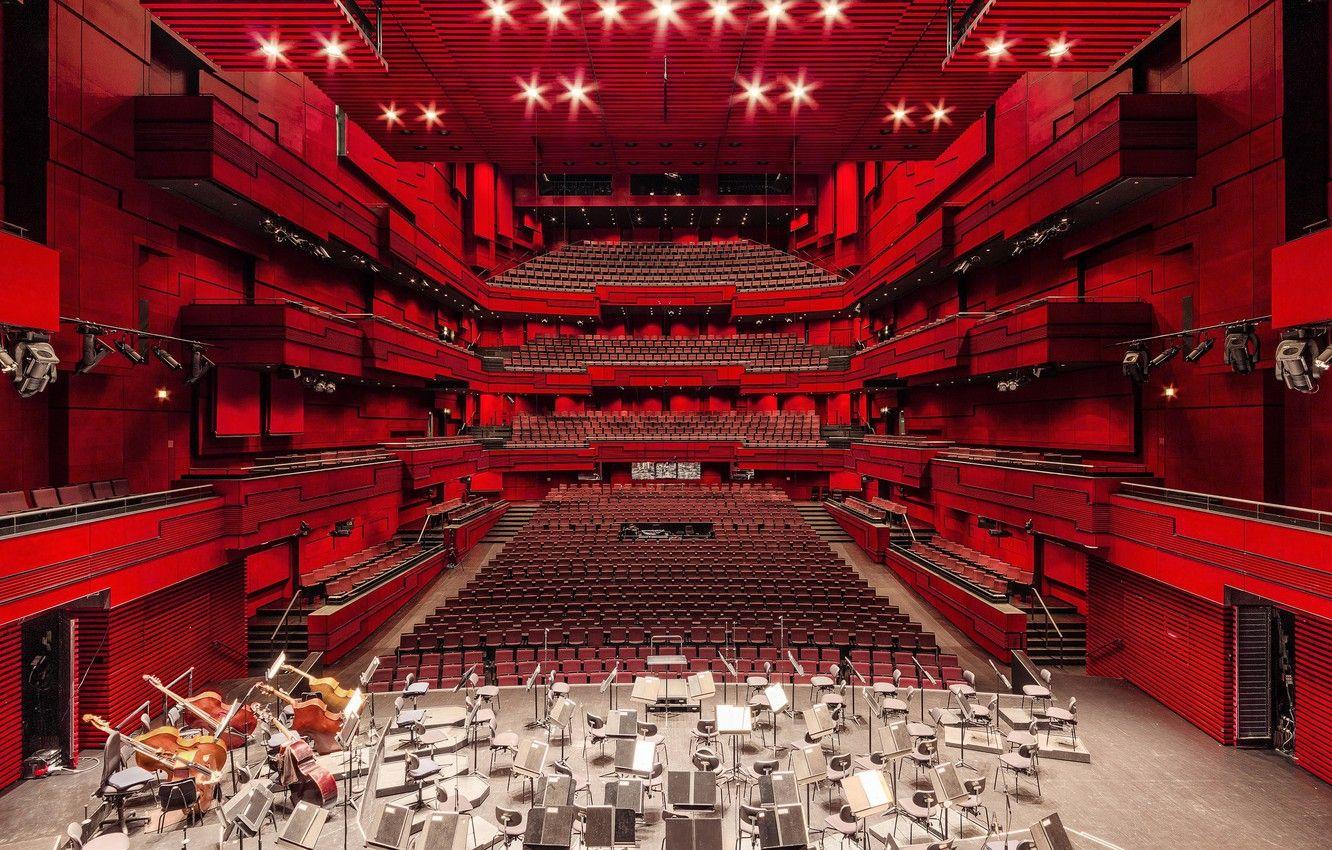 1332x850 Wallpaper lights, music, red, opera, architecture, stage, theater, seats image for desktop, section интерьер