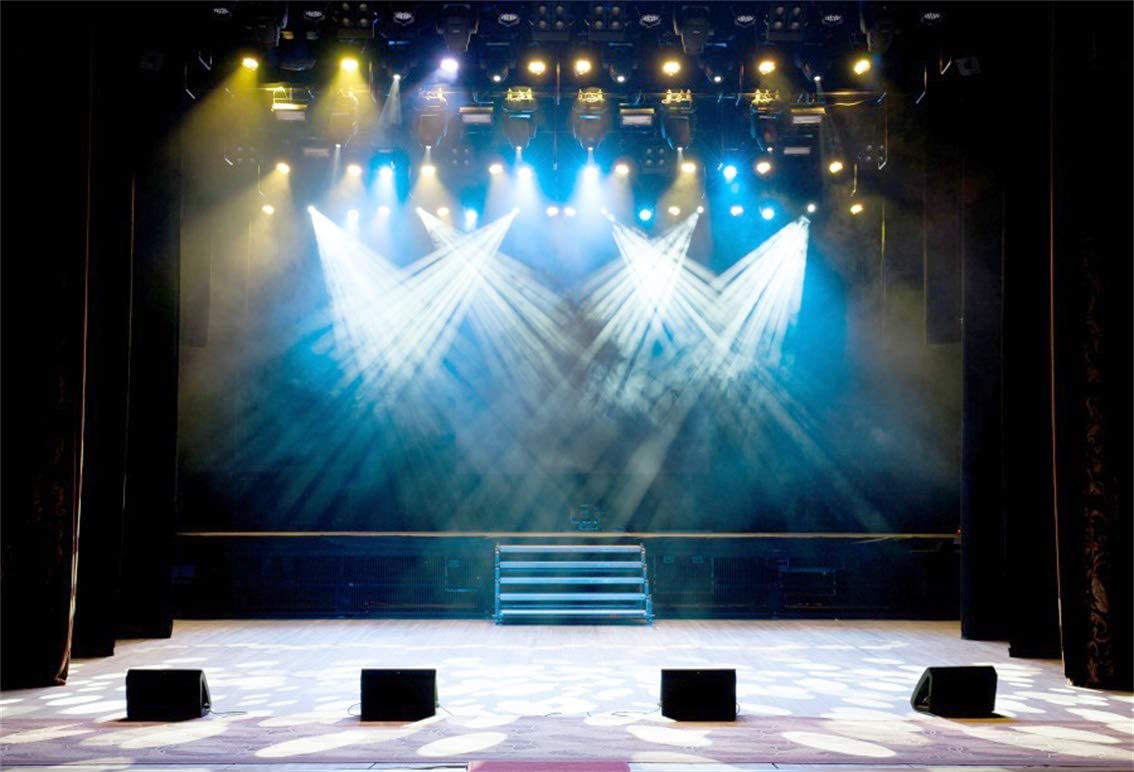 1134x772 Leyiyi 9x6ft Luxury Stage Spotlight Backdrop Concert Live Plateform Banner Vintage Curtain Celebrity Background Drama Music Show Kids Birthday Adults Vlogger Portrait Studio Prop Vinyl Wallpaper: Camera & Photo