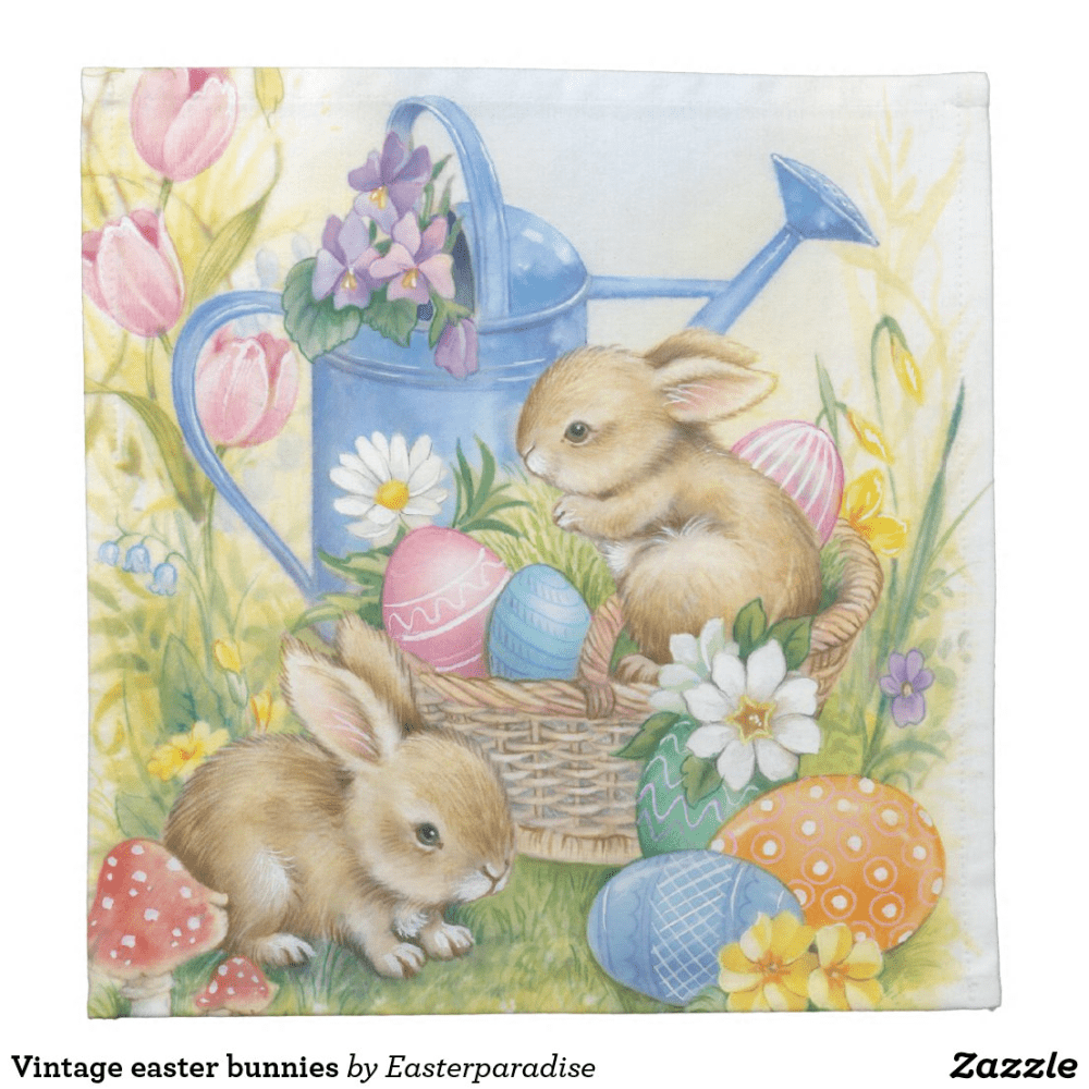 1000x1000 Vintage easter bunnies napkin. Zazzle.com. Easter paintings, Easter picture, Easter wallpaper