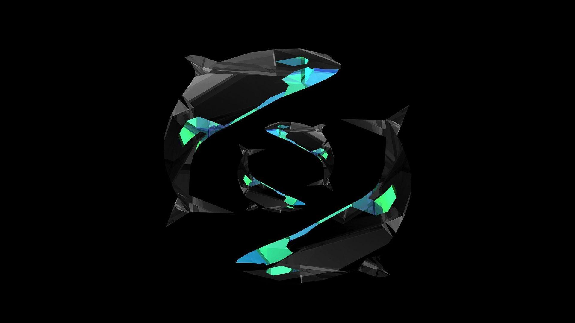 1920x1080 digital Art, Minimalism, Simple Background, Animals, Dolphin, Low Poly, 3D, Black Background Wallpaper HD / Desktop and Mobile Background