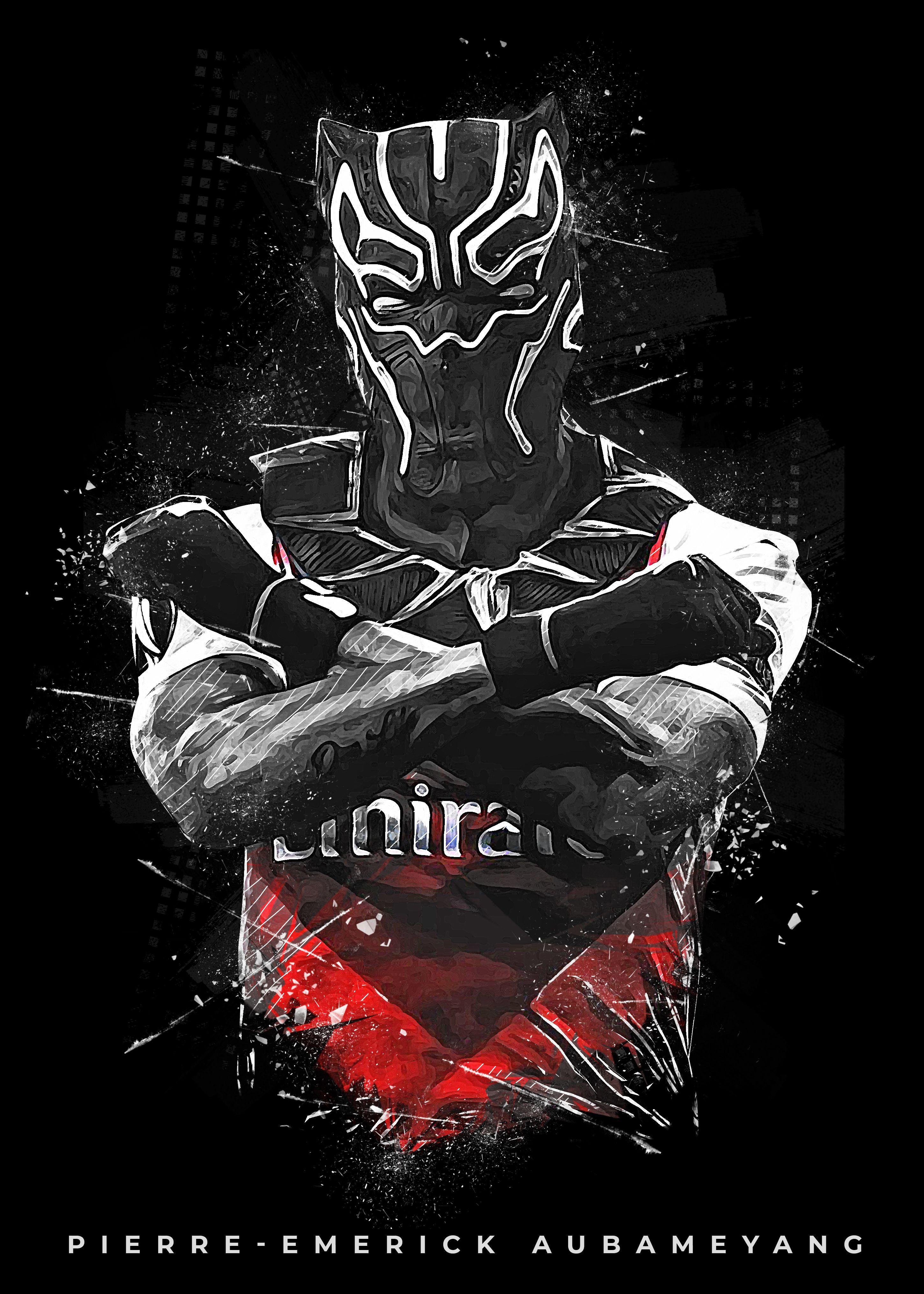 2900x4060 Pierre Emerick Aubameyang Iconic Black Panther Celebration Paintings Art