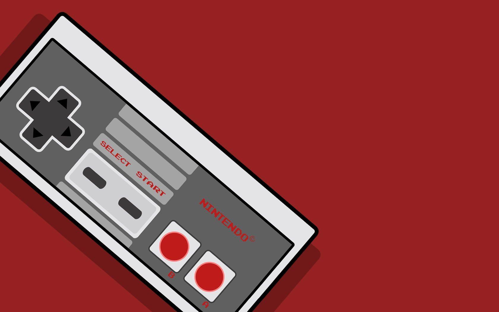 1680x1050 gray and white Nintendo game controller illustration #Nintendo video games #consoles #vintage red background #con. Video games nintendo, HD wallpaper, Video games