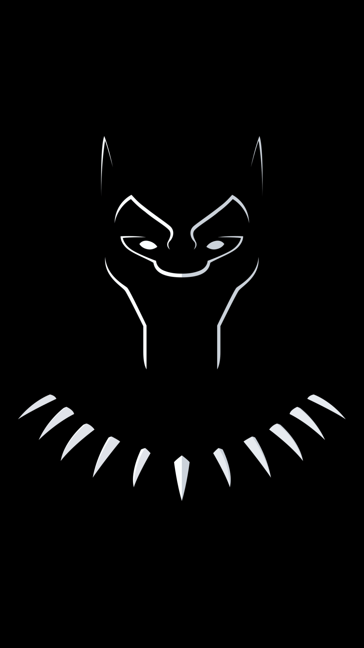 1242x2208 Black Panther 4K Wallpaper, Minimal Art, Black Background, Black Dark