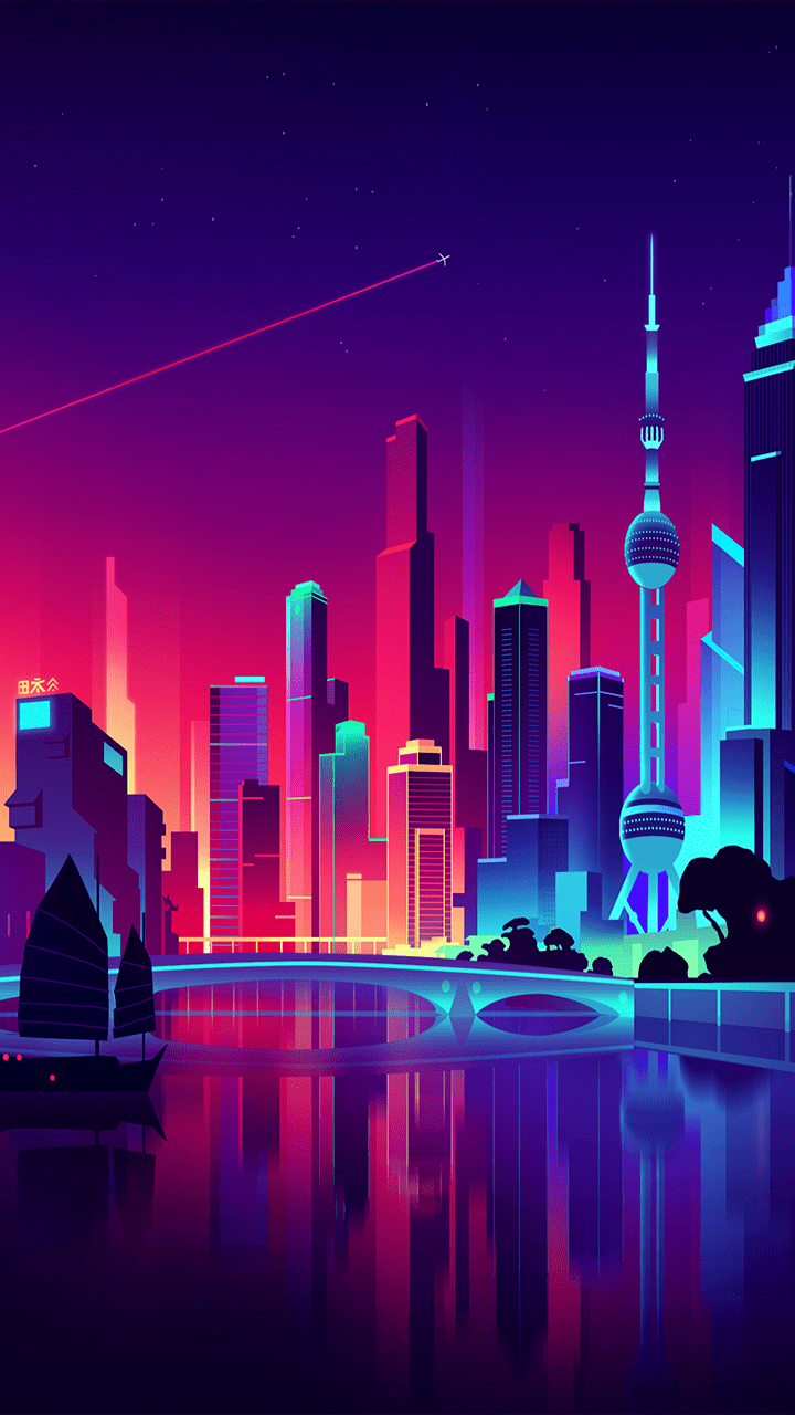 720x1280 vaporwave graphism #vaporwave Black onix, beautiful color City. Wallpaper paisagens, Imagens fantásticas, Wallpaper criativos