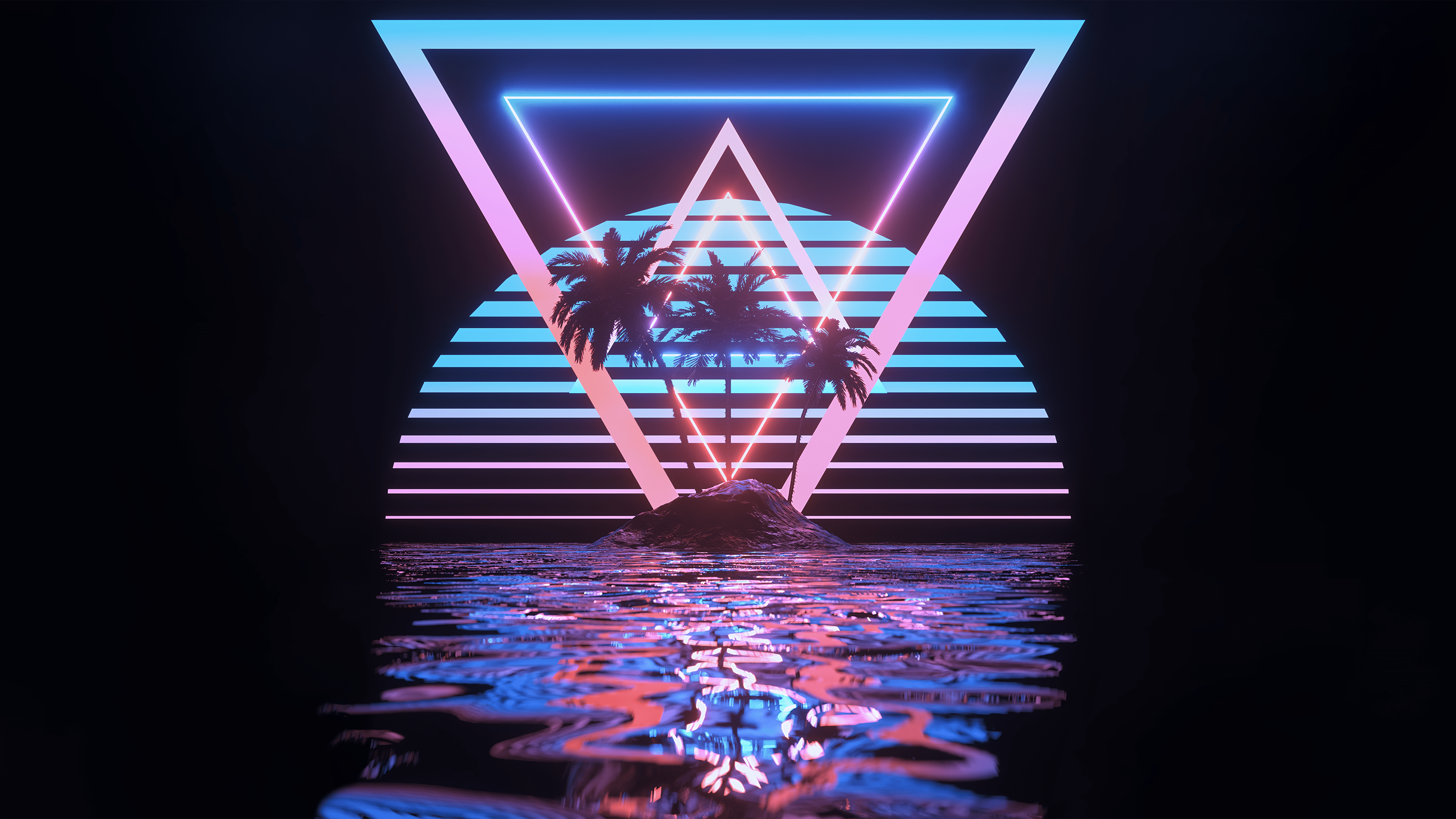 3840x2160 Tropical Paradise [3840x2160]. Neon wallpaper, Vaporwave wallpaper, Desktop wallpaper art