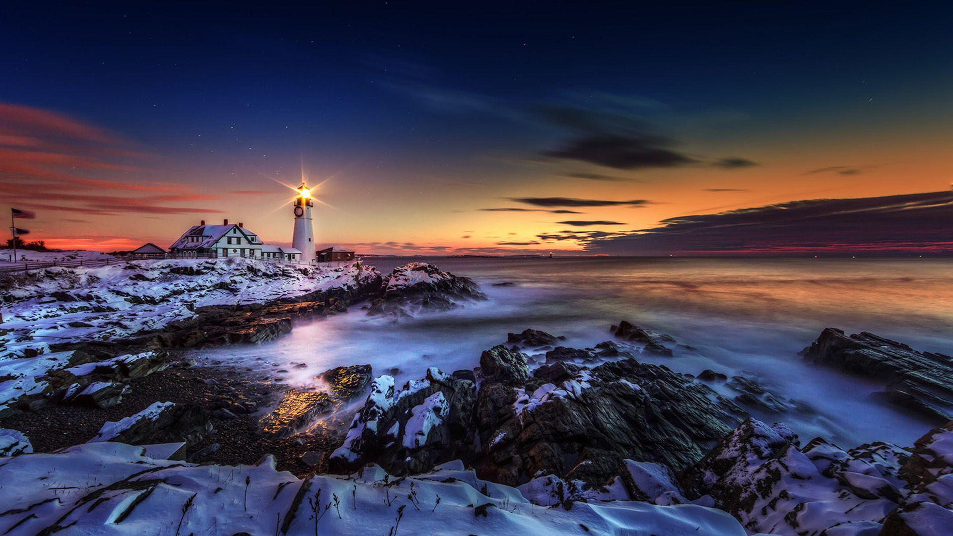 lighthouses in winter