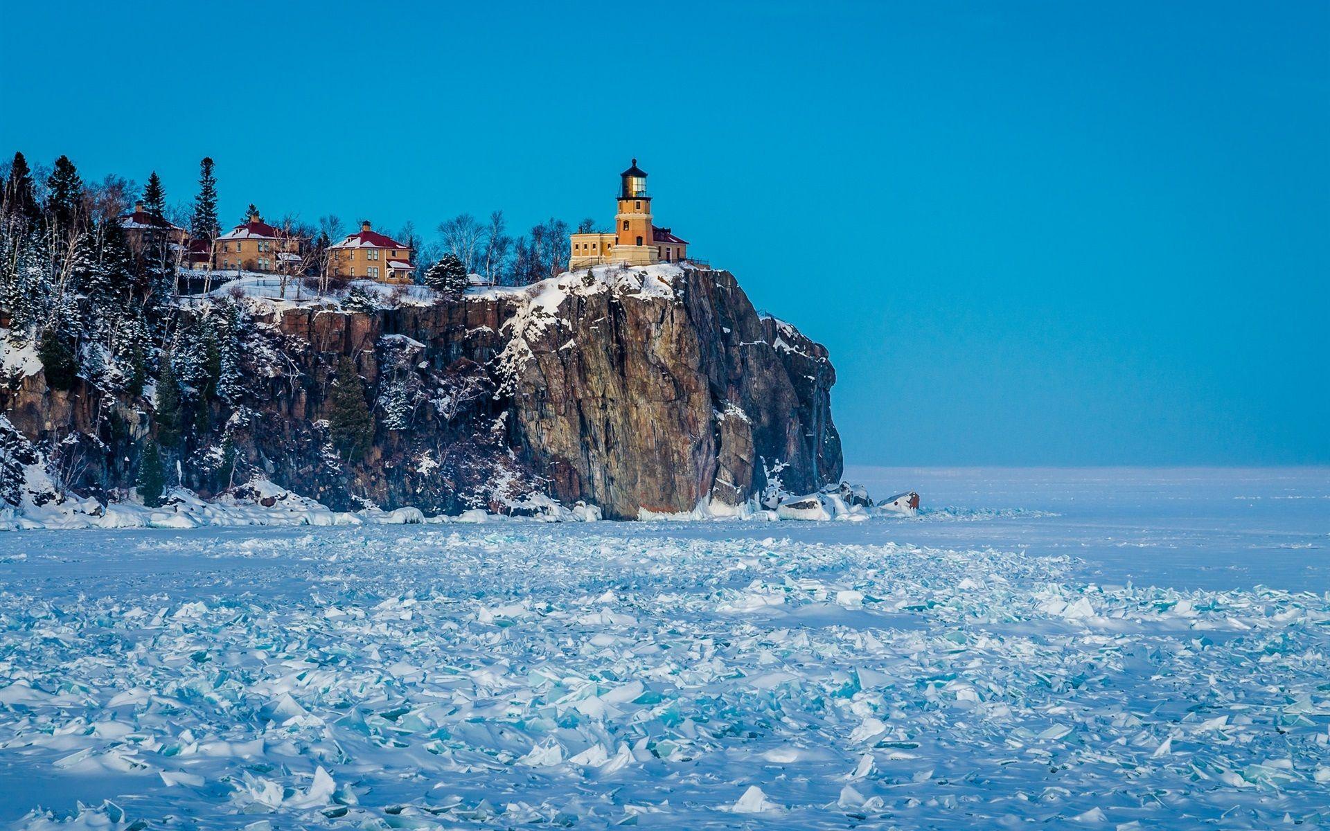 1920x1200 Wallpaper Winter, snow, lighthouse, frozen 1920x1200 HD Picture, Image