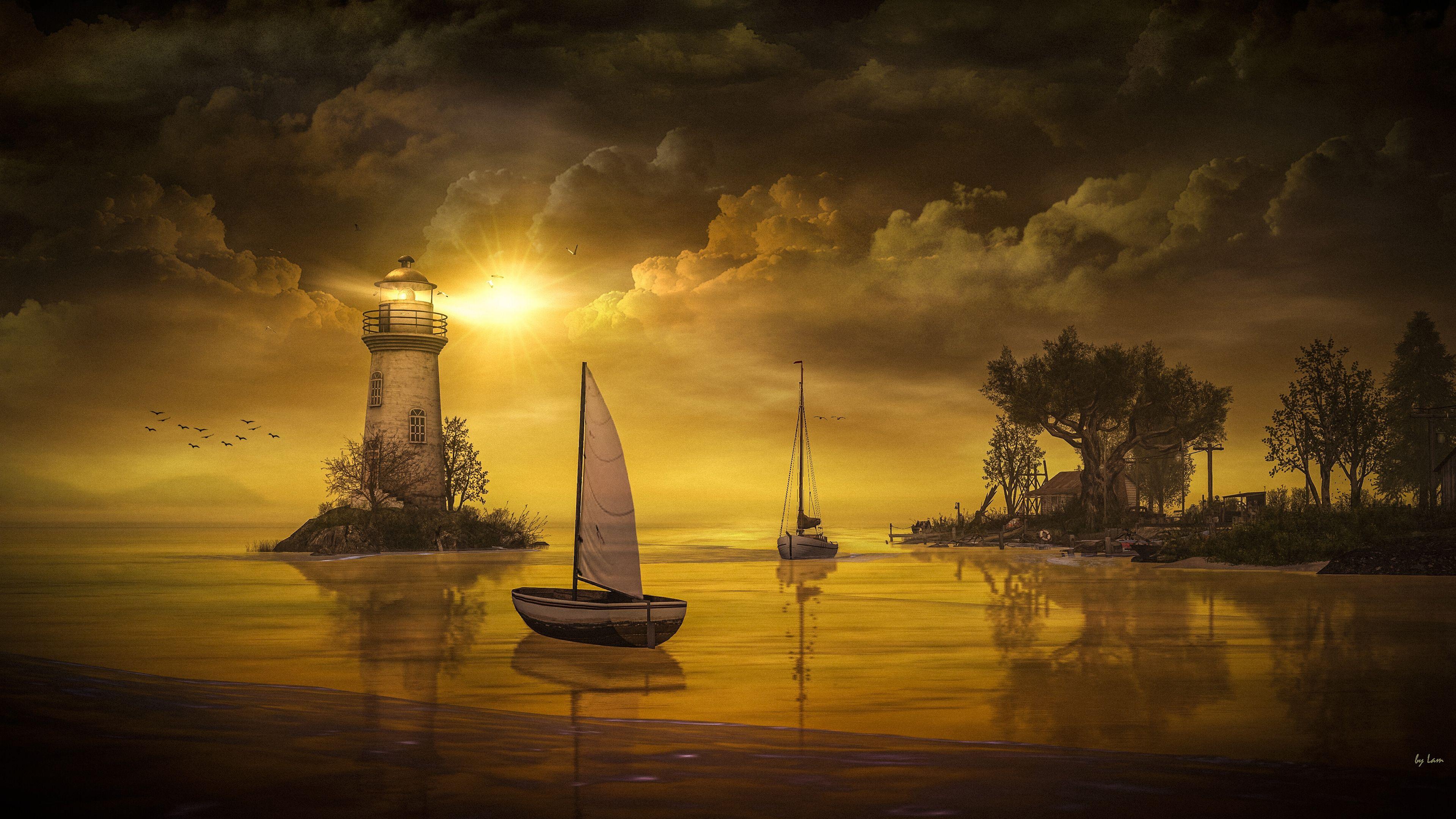 3840x2160 Lighthouse HD Wallpaper & Background