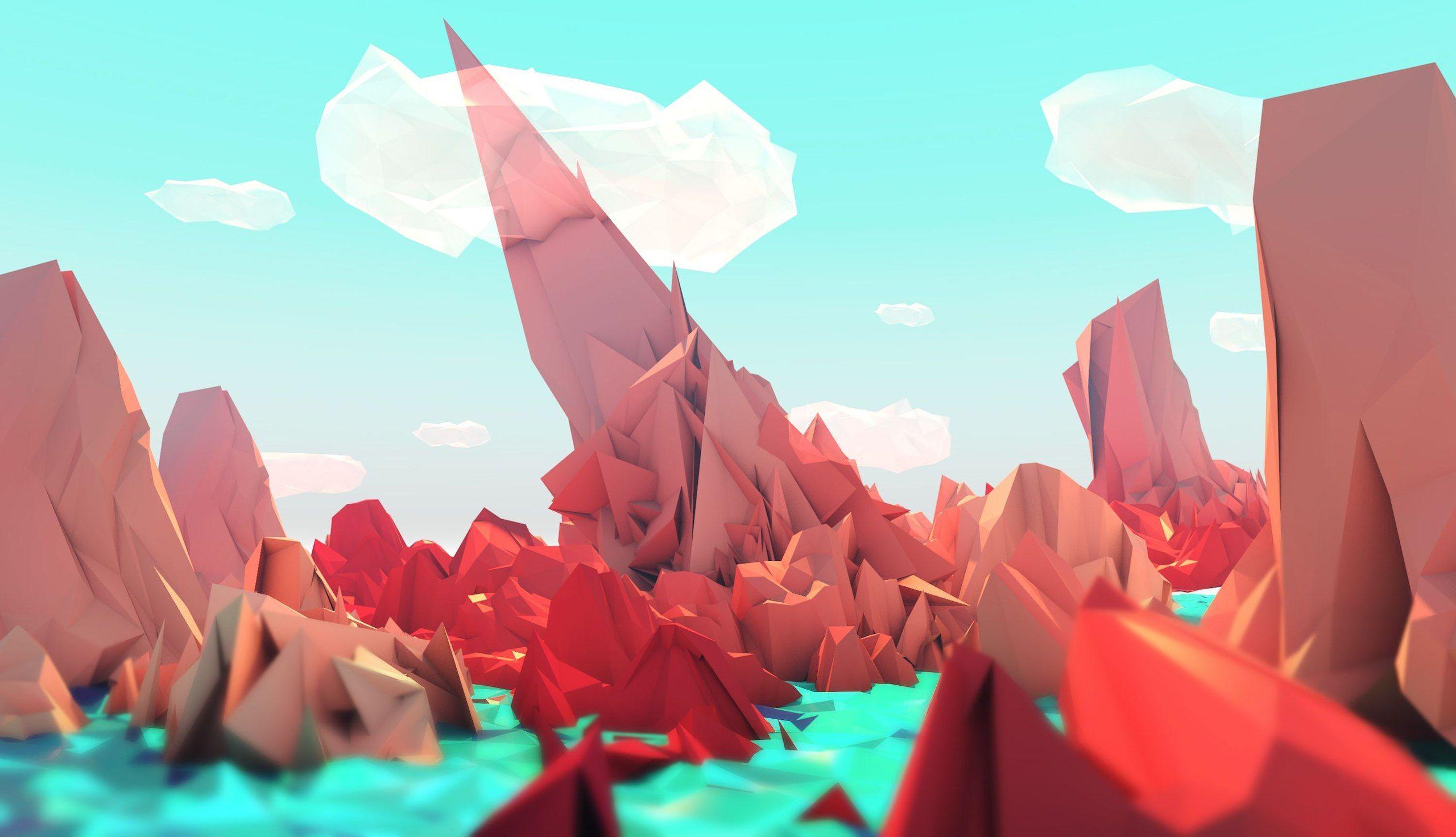 2560x1472 Abstract Low Poly Landscape Wallpaper