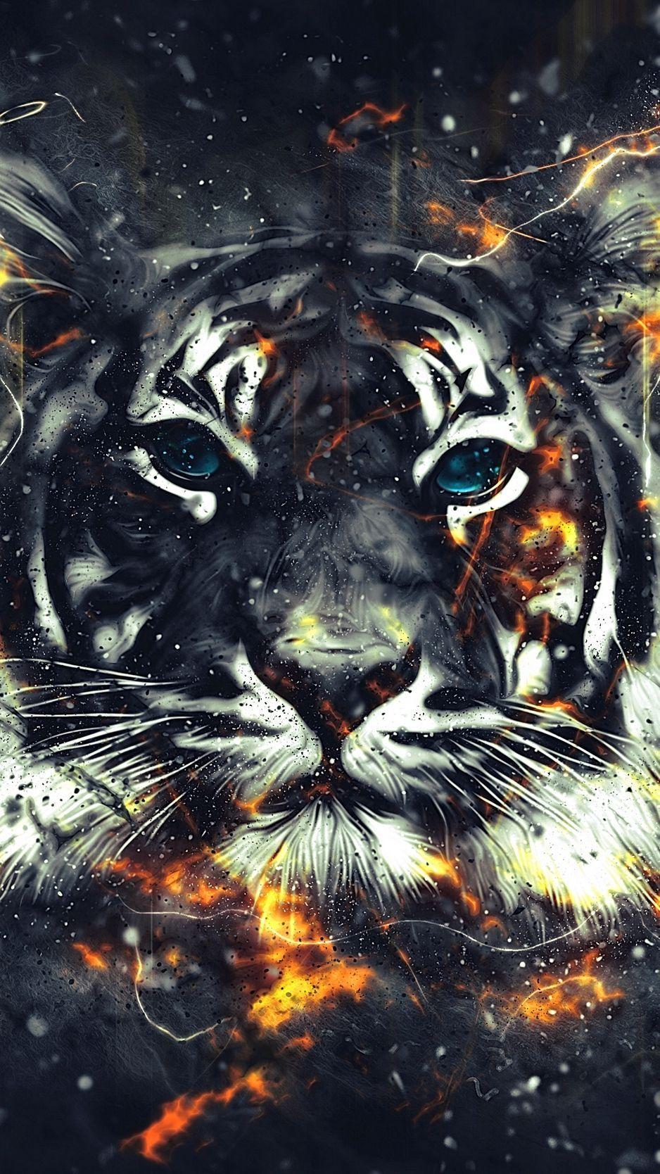 938x1668 Tiger, sparks, art, flash wallpaper. iPhone wallpaper cat, Tiger art, Tiger artwork