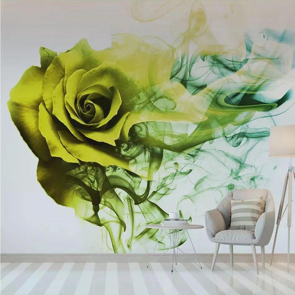1000x1000 Milofi custom wallpaper mural modern minimalist abstract golden yellow smoke rose bedroom background wall decoration wallpaper. Wallpaper