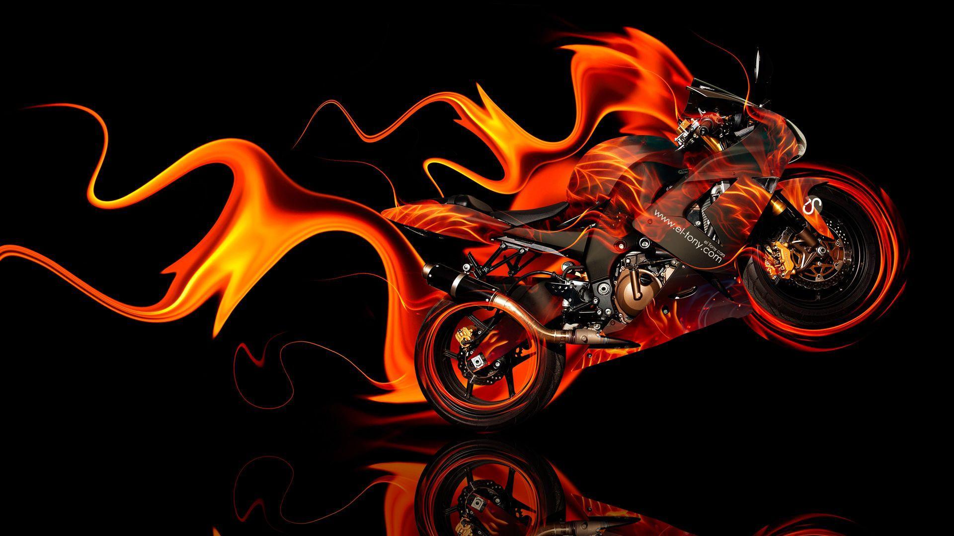 1920x1080 Fire Bike Wallpaper