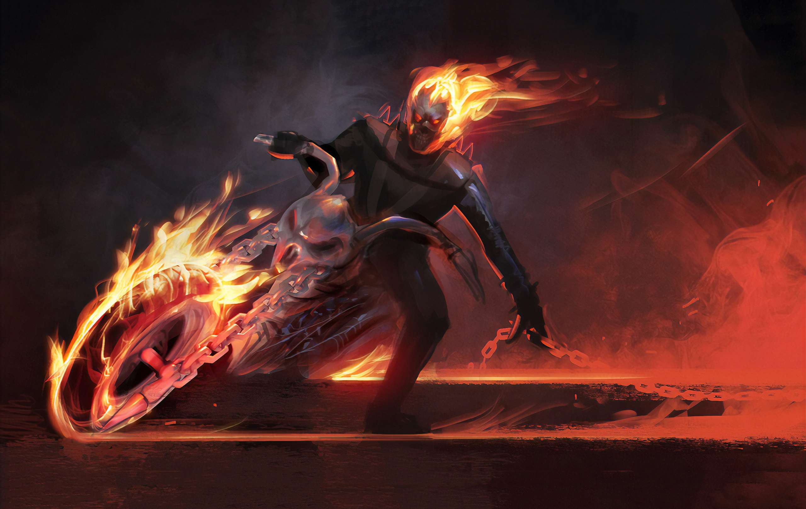 2560x1619 Ghost Rider Fire Skull Wallpaper