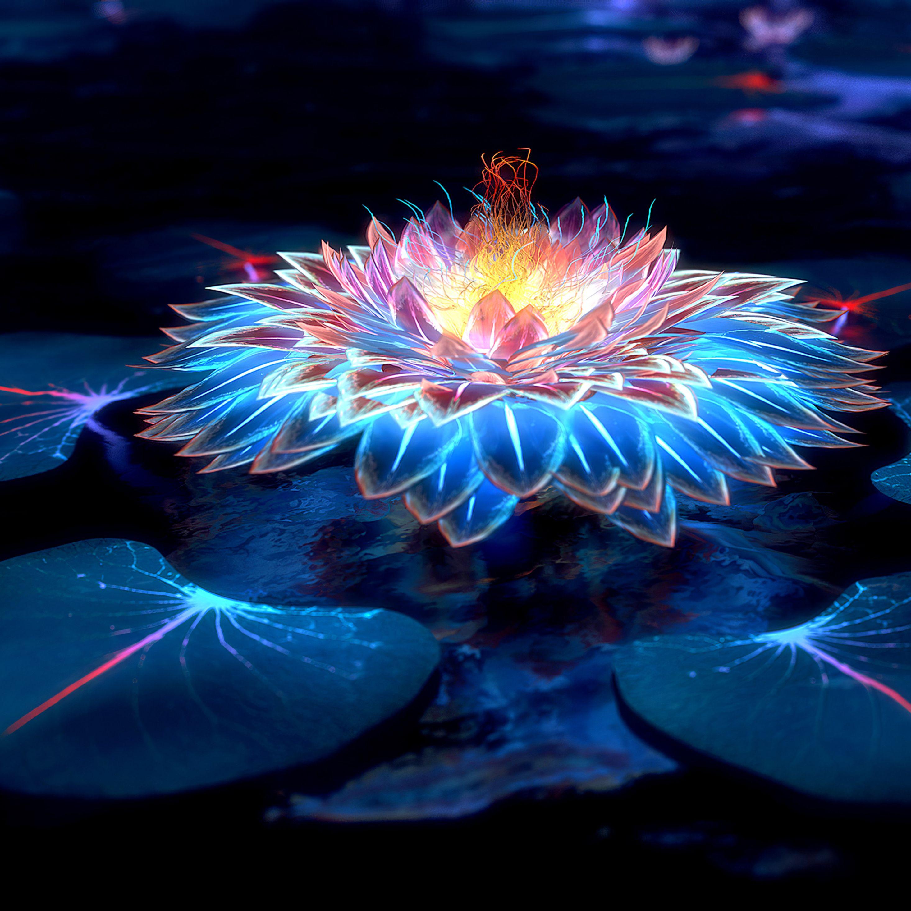 2932x2932 Lotus Flower Digital Art 4k iPad Pro Retina Display HD 4k Wallpaper, Image, Background, Photo and Picture