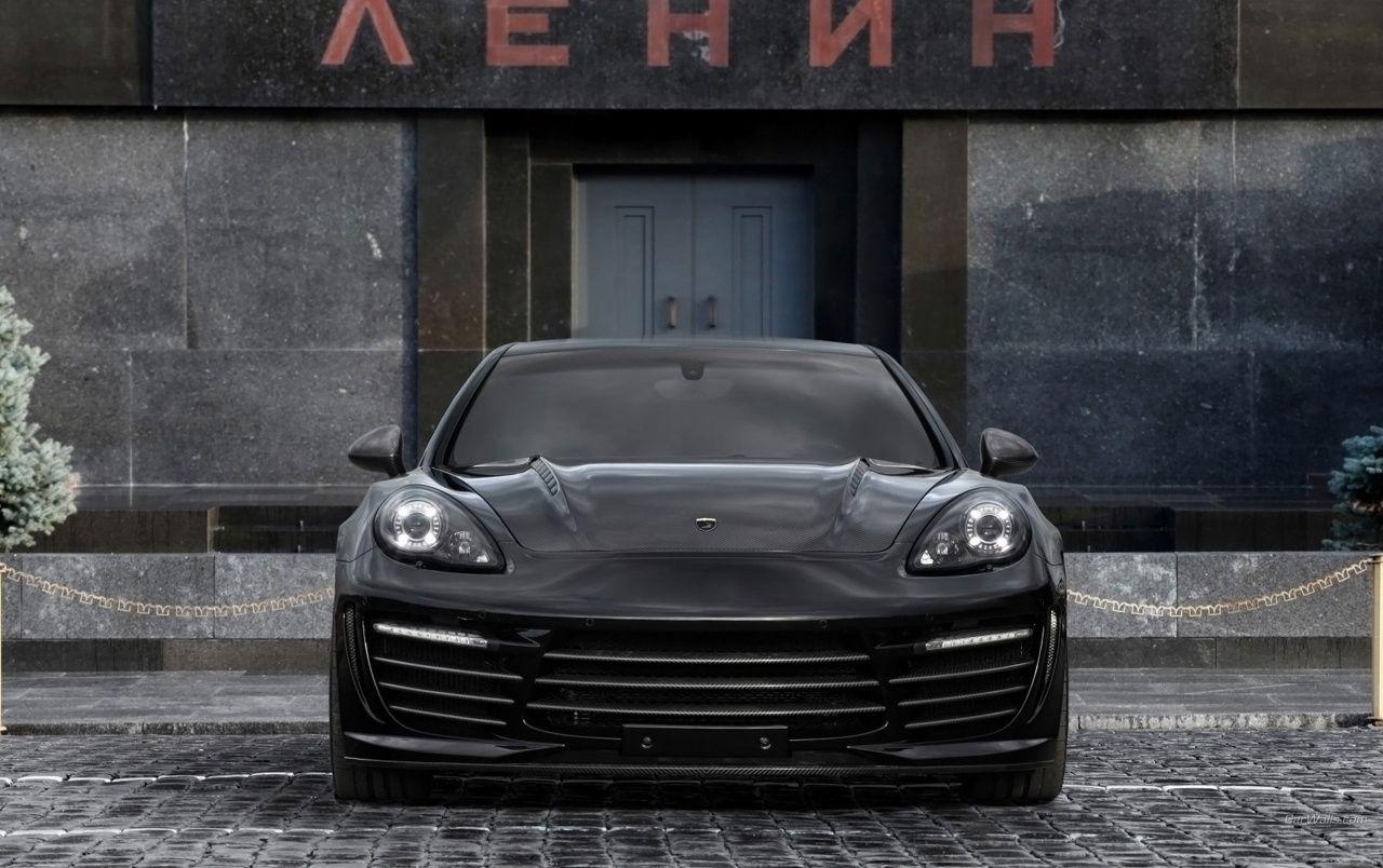 1280x804 Black Porsche Panamera Turbo Front Wallpaper Panamera Wallpaper Black