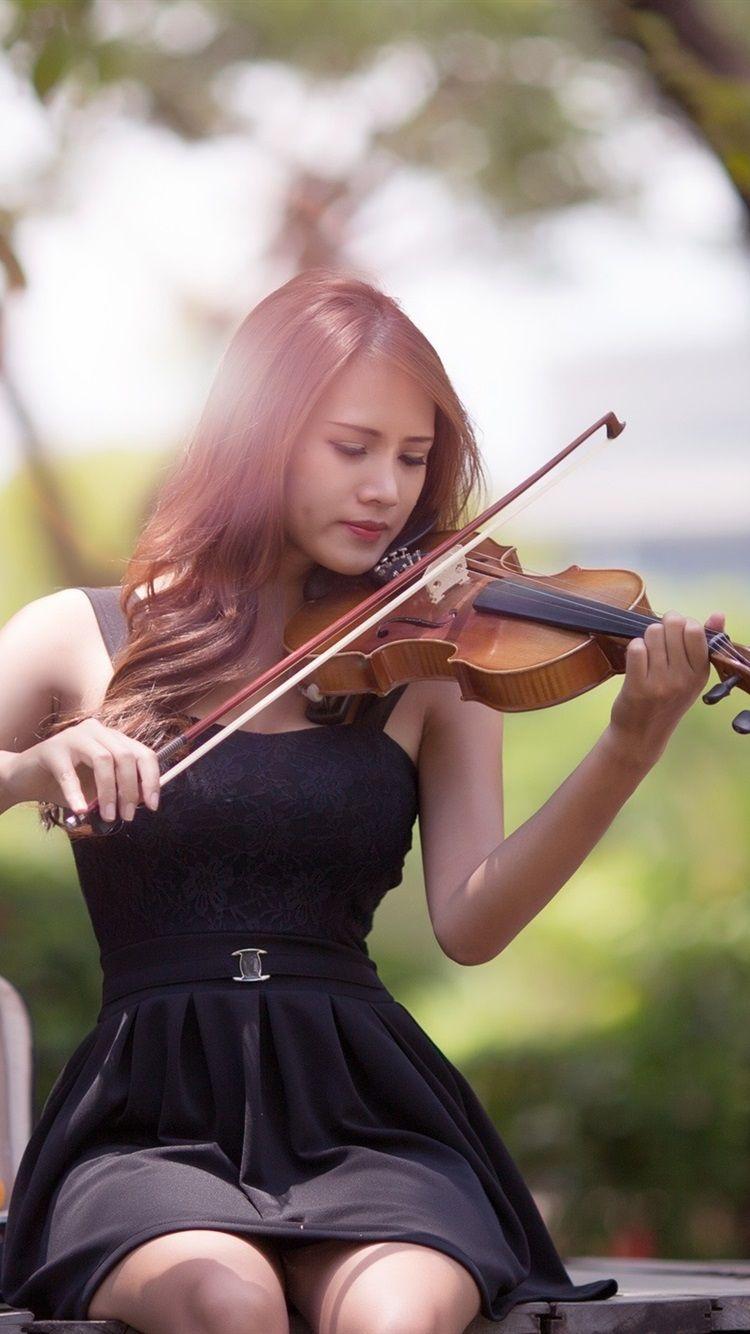 750x1334 iPhone Wallpaper Music Girl, Asian, Violin HD Wallpaper