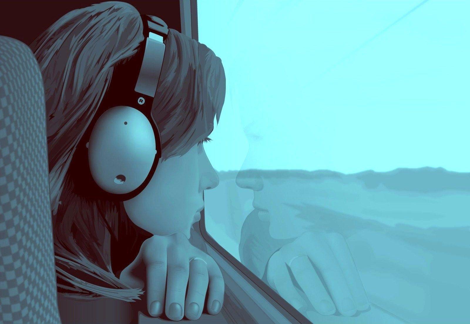 1600x1101 Headphone Girl Wallpaper