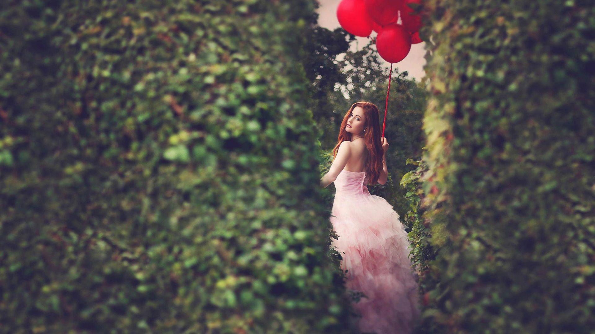 1920x1080 Wallpaper Red balloons, girl 1920x1200 HD Picture, Image