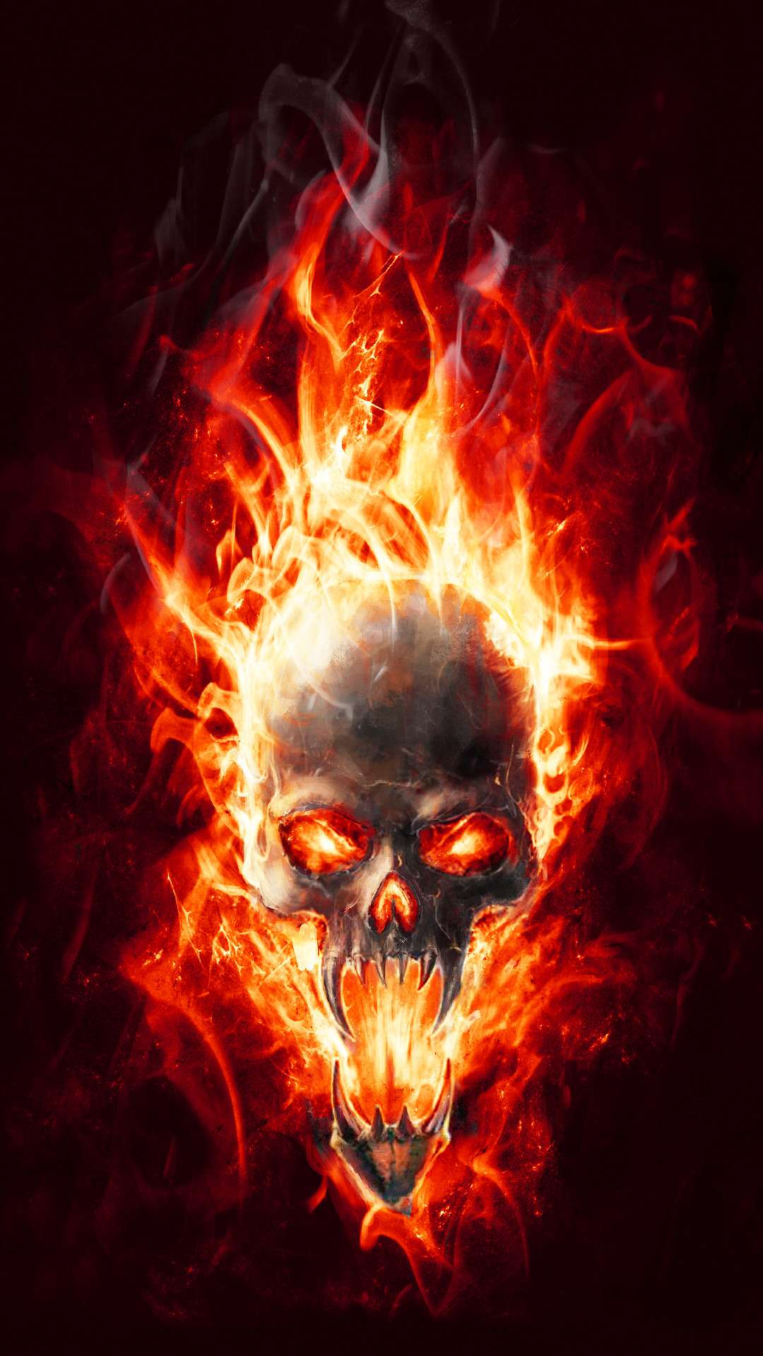 1080x1920 Red Fire Skull Wallpaper