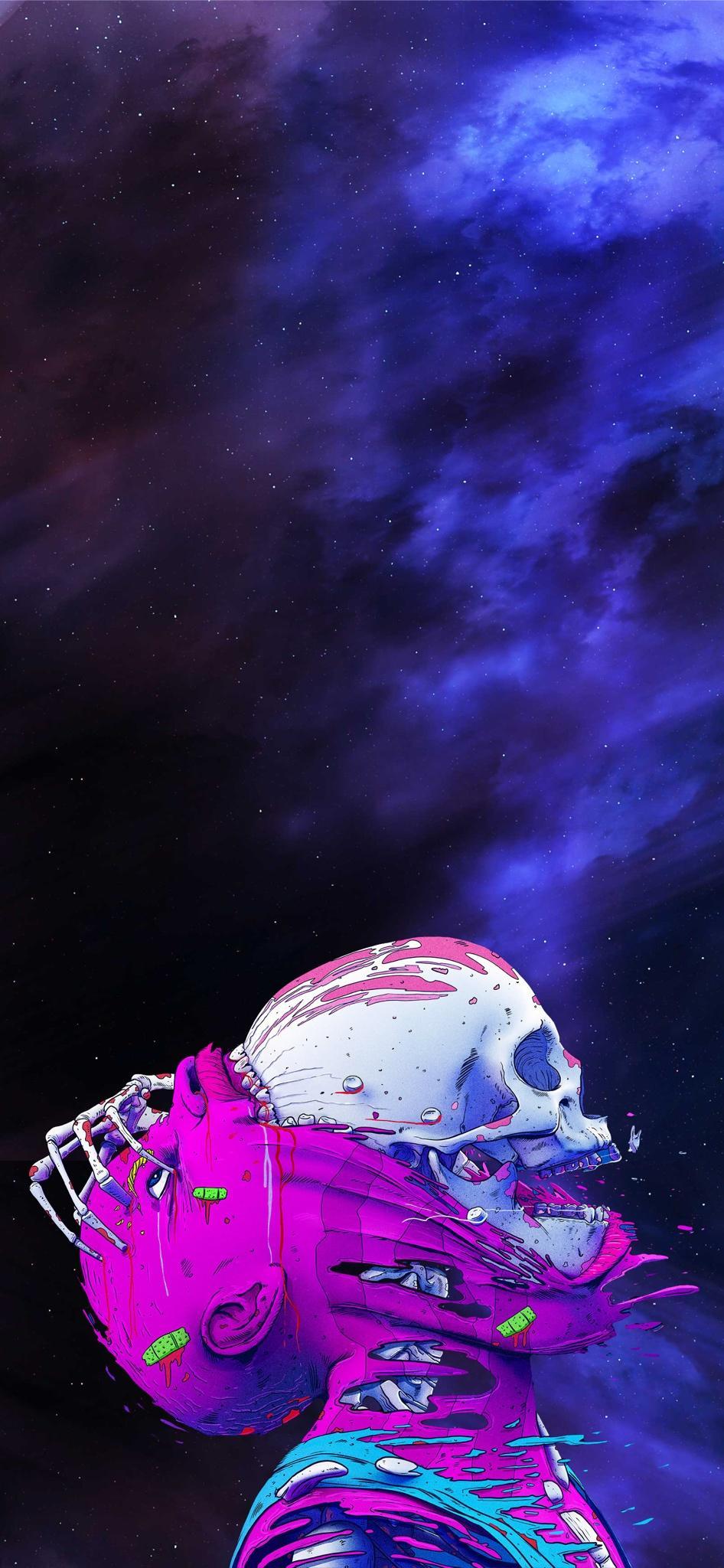 946x2048 Galaxy skull wallpaper