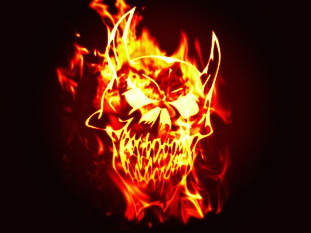 1024x768 Skull fire wallpaper