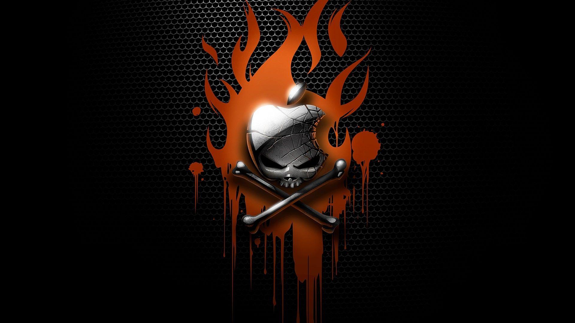 1920x1080 Apple Skull With Fire Wallpaper