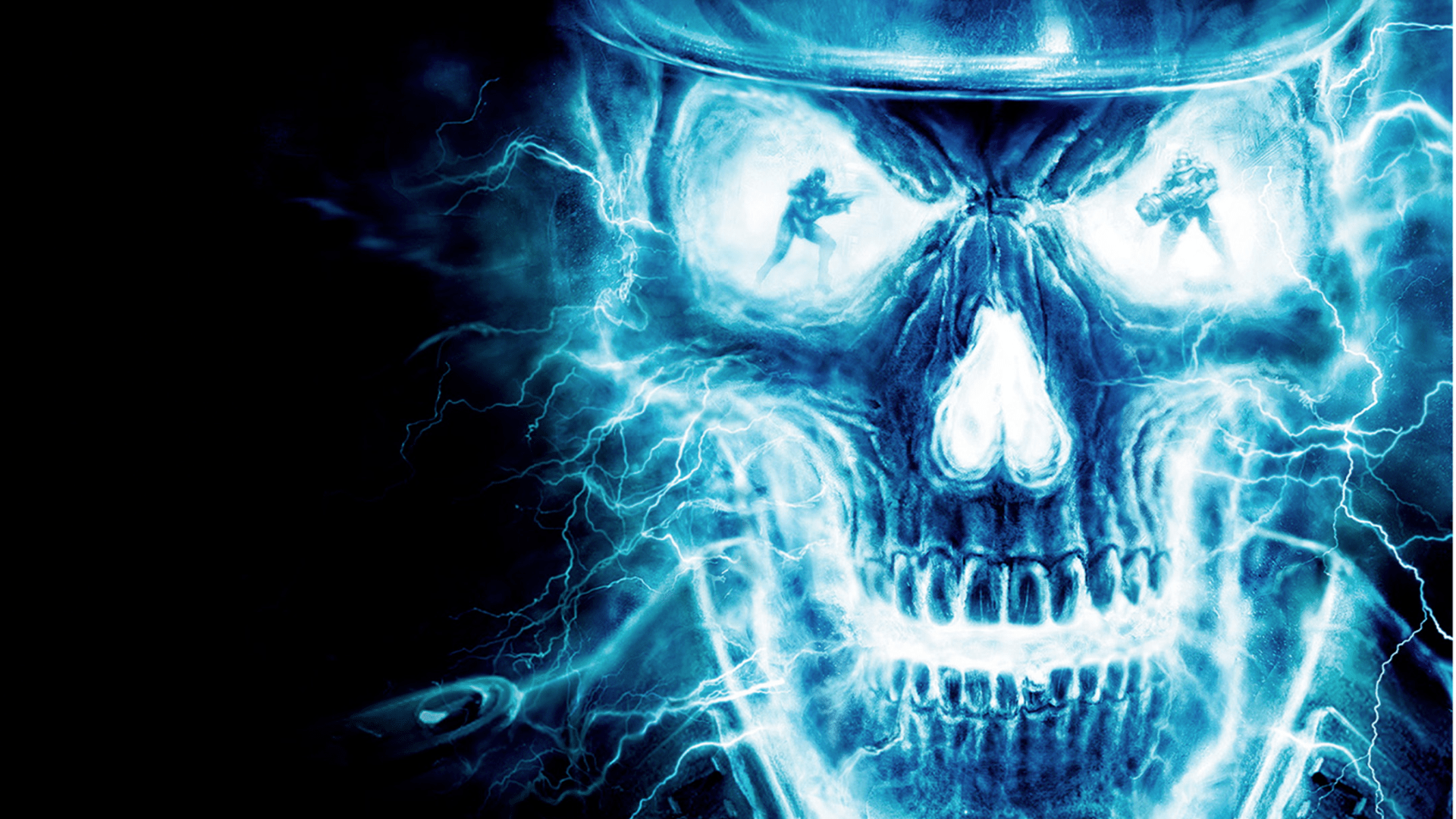 1920x1080 Blue Skull Background