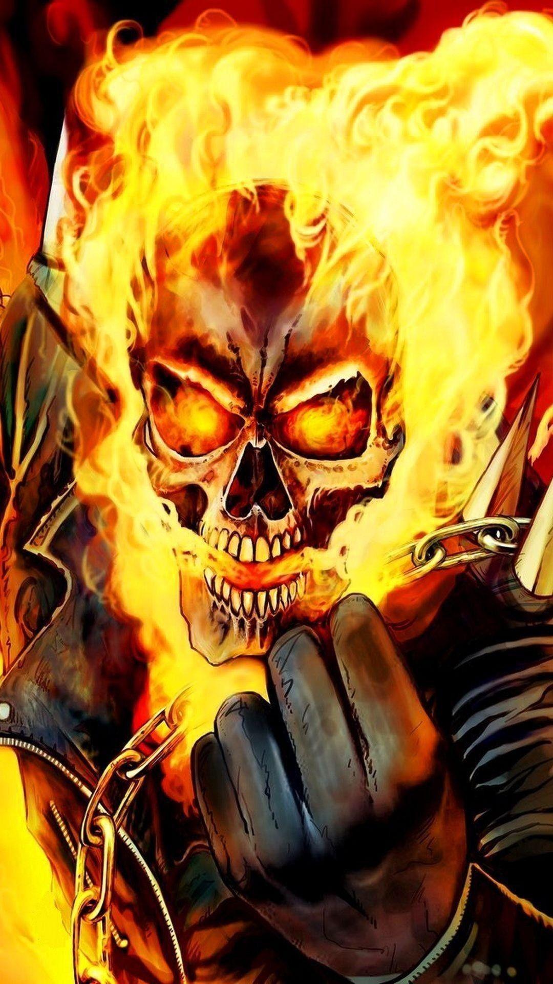 1080x1920 Ghost Rider Skull Wallpaper