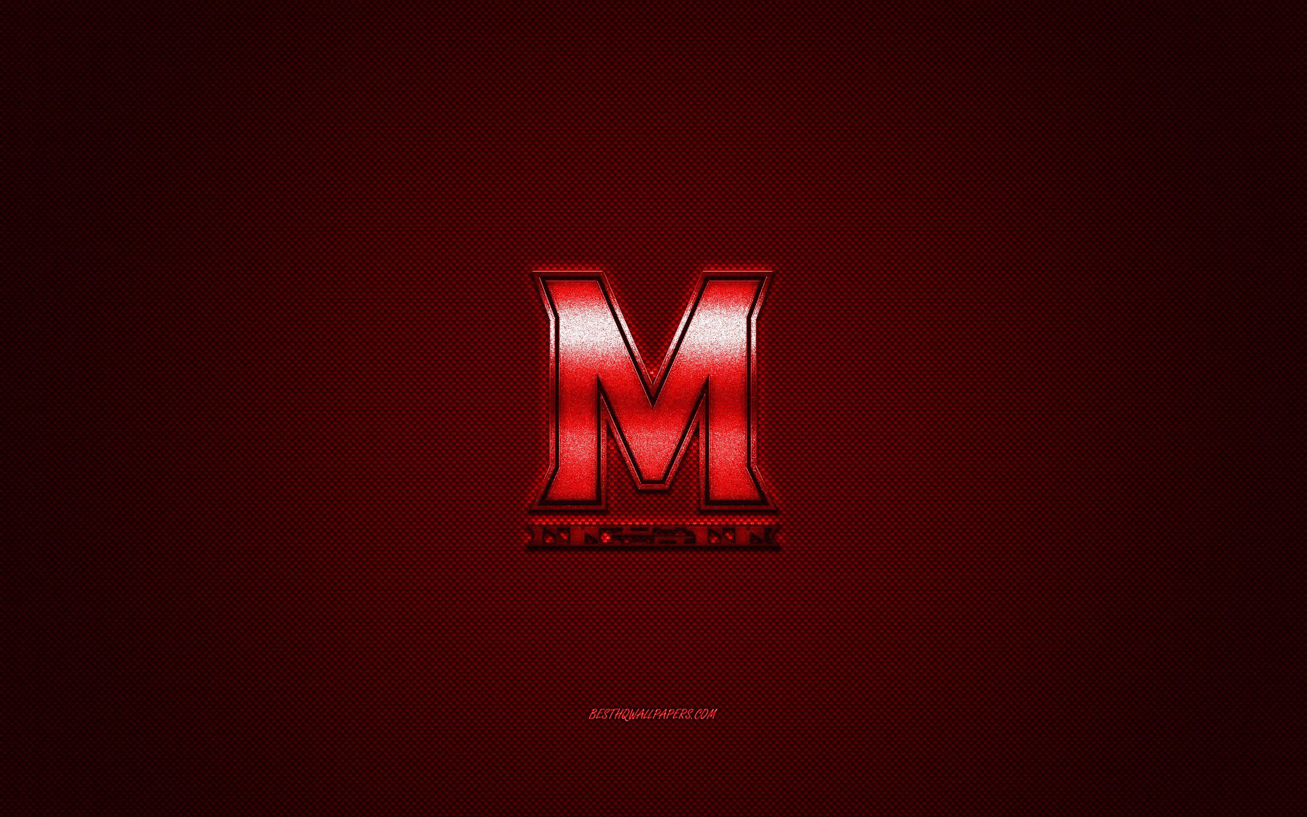 2560x1600 Download wallpaper Maryland Terrapins logo, American football club, NCAA, red logo, red carbon fiber background, American football, College Park, Maryland, USA, Maryland Terrapins for desktop with resolution 2560x1600. High Quality HD picture