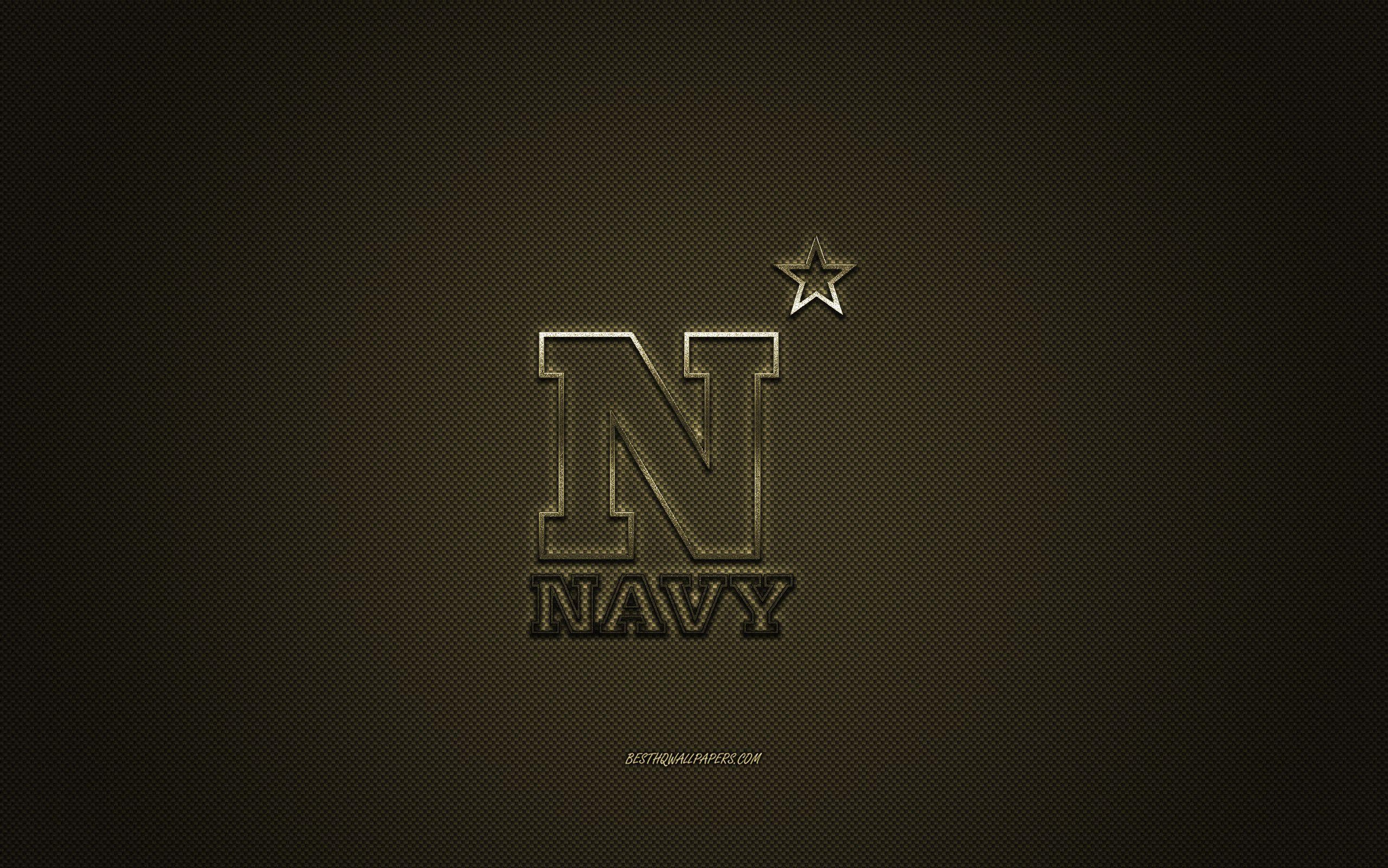 2560x1600 Download wallpaper Navy Midshipmen logo, American football club, NCAA, golden logo, golden carbon fiber background, American football, Annapolis, Maryland, USA, Navy Midshipmen for desktop with resolution 2560x1600. High Quality HD picture wallpaper
