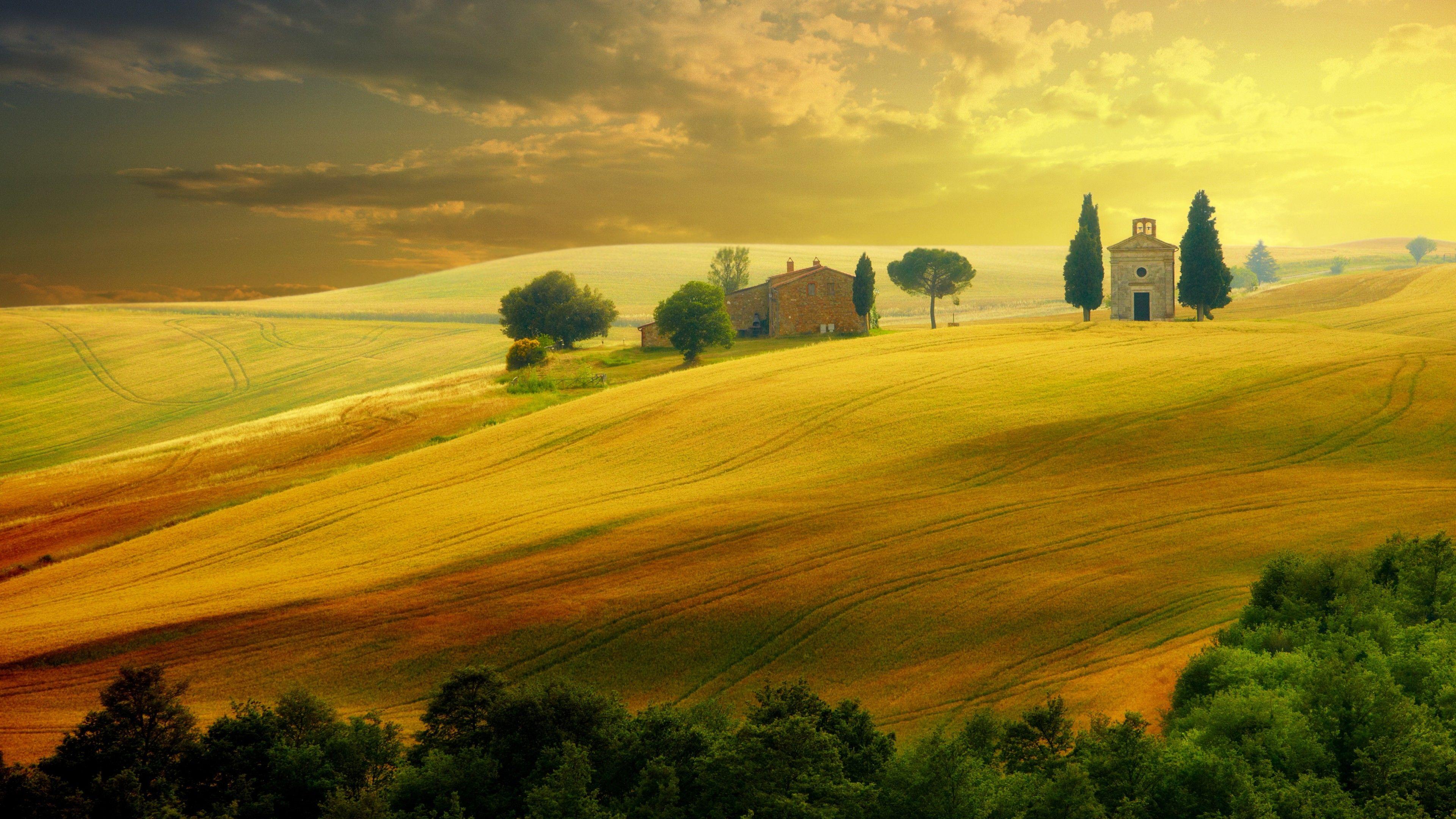 3840x2160 Wallpaper Tuscany, Italy, hills, field, 5k, Nature