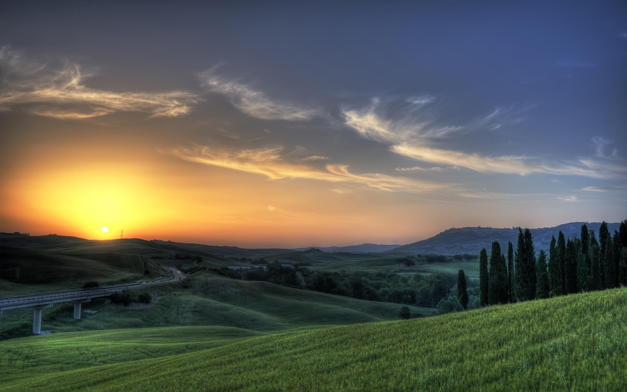 2560x1600 Tuscany Sunset Road & Nature wallpaper. Tuscany Sunset Road & Nature