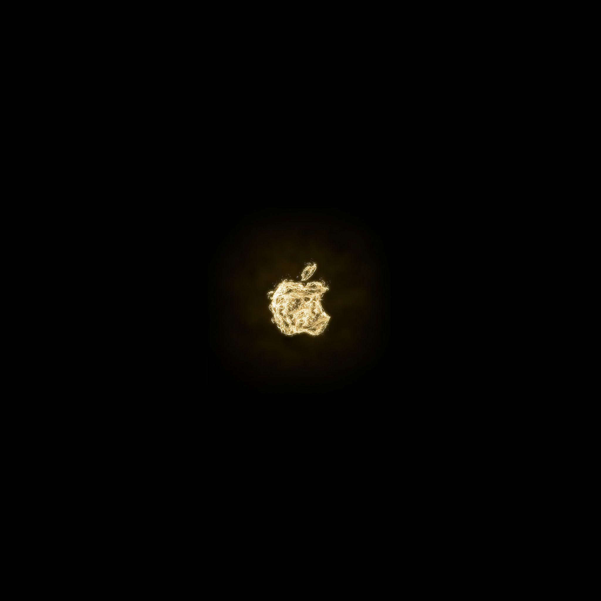 2048x2048 Apple Logo Dark Water Gold Art Illustration Wallpaper