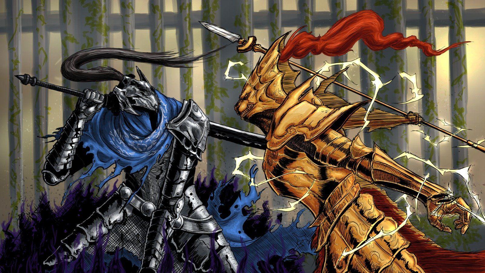 1600x900 Dark Souls Wallpaper Comp Souls Artorias Vs Ornstein