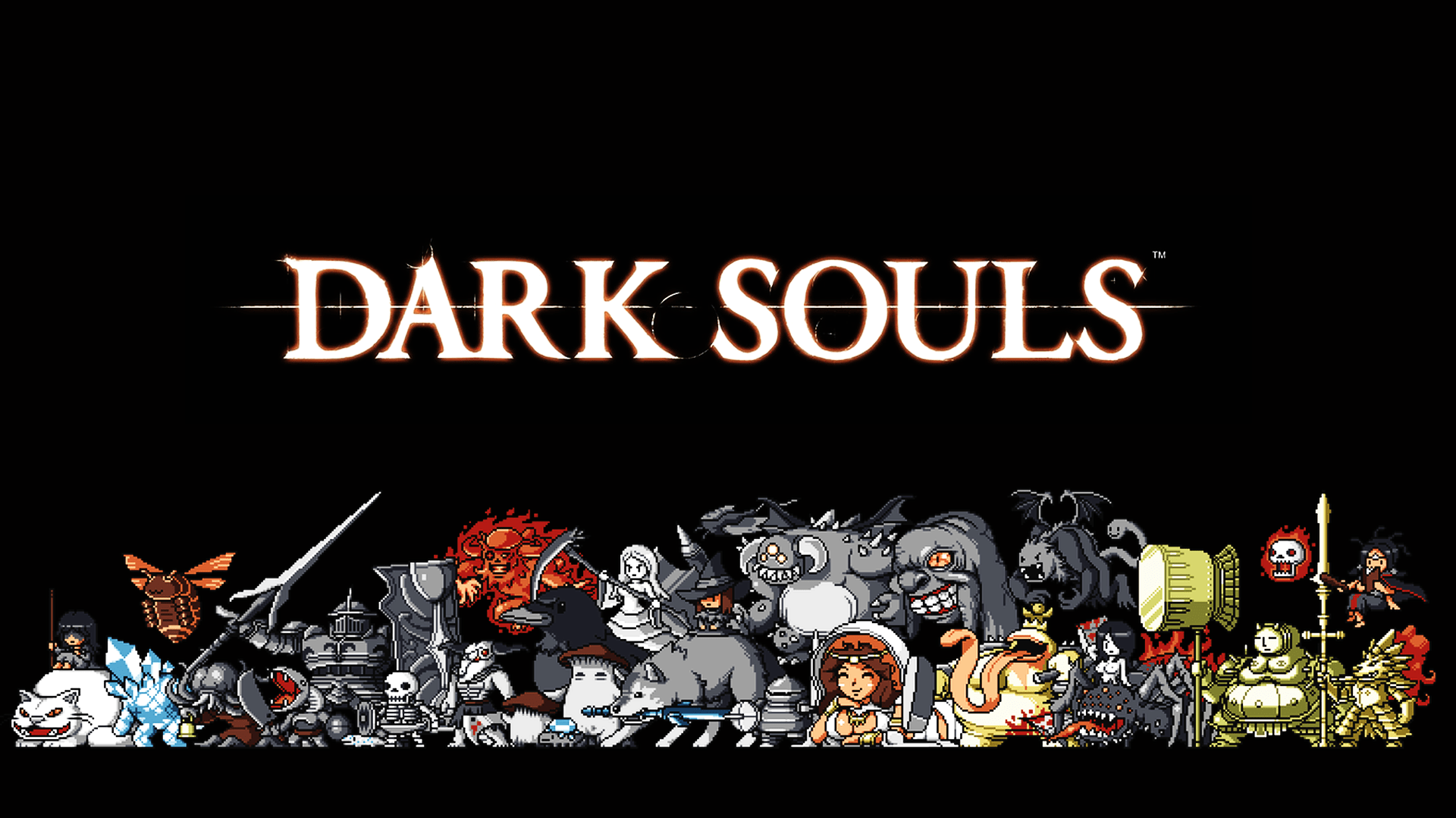 1920x1079 #pixel art, #Sif the Great Grey Wolf, #Dark Souls, #Dragon Slayer Ornstein, #video games, #ornstein, #Smough, #Great Grey Wolf Sif, wallpaper. Mocah HD Wallpaper
