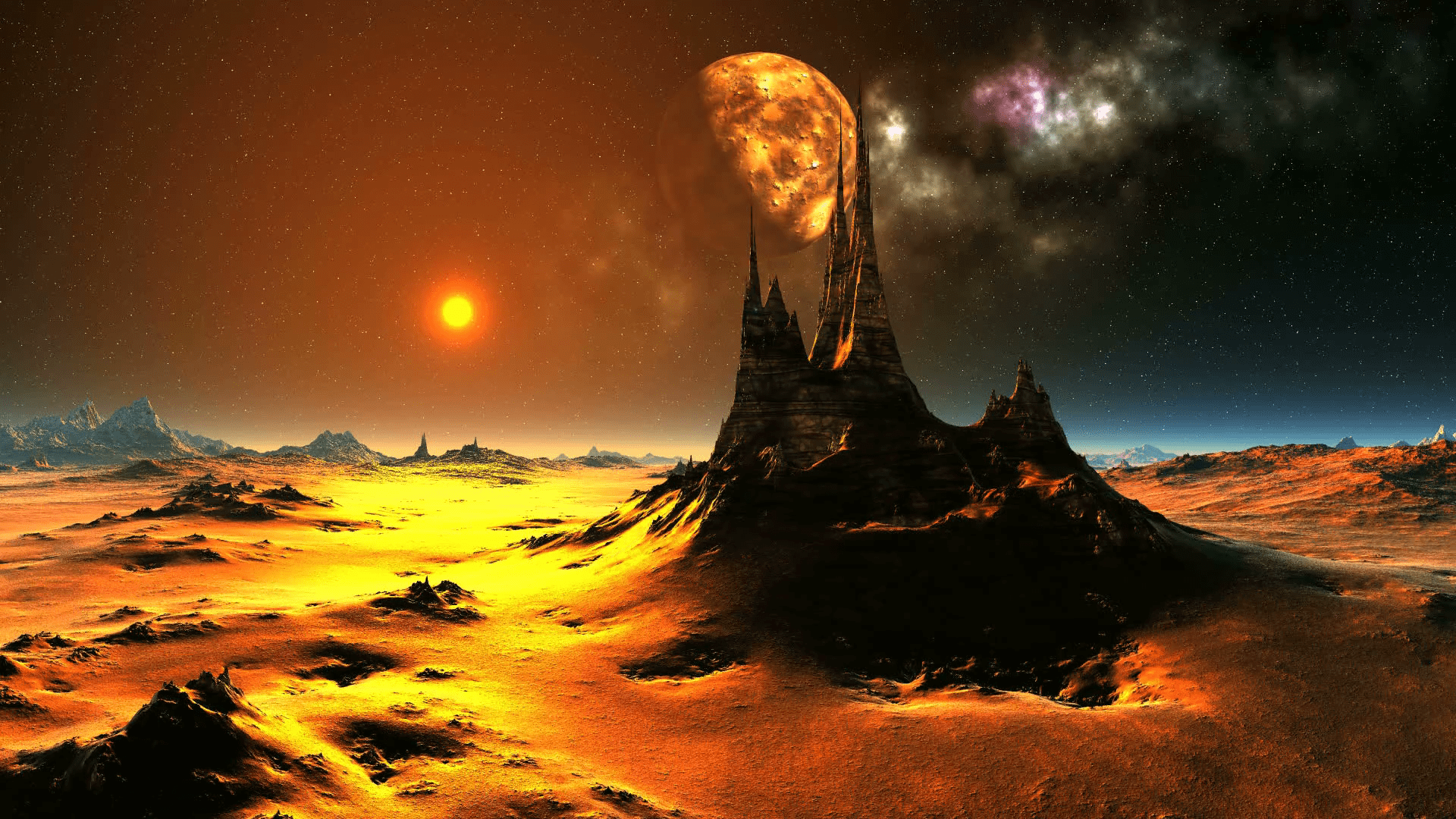 1920x1080 Dark Alien Planet Landscape .